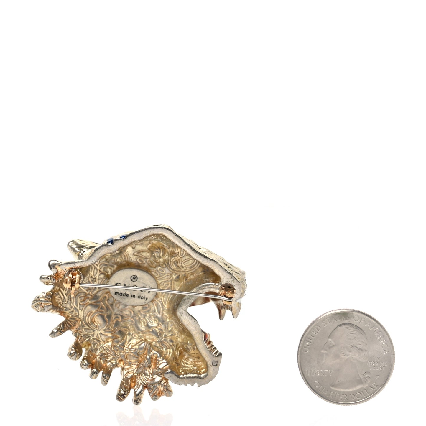 Metal Crystal Rajah Brooch Gold