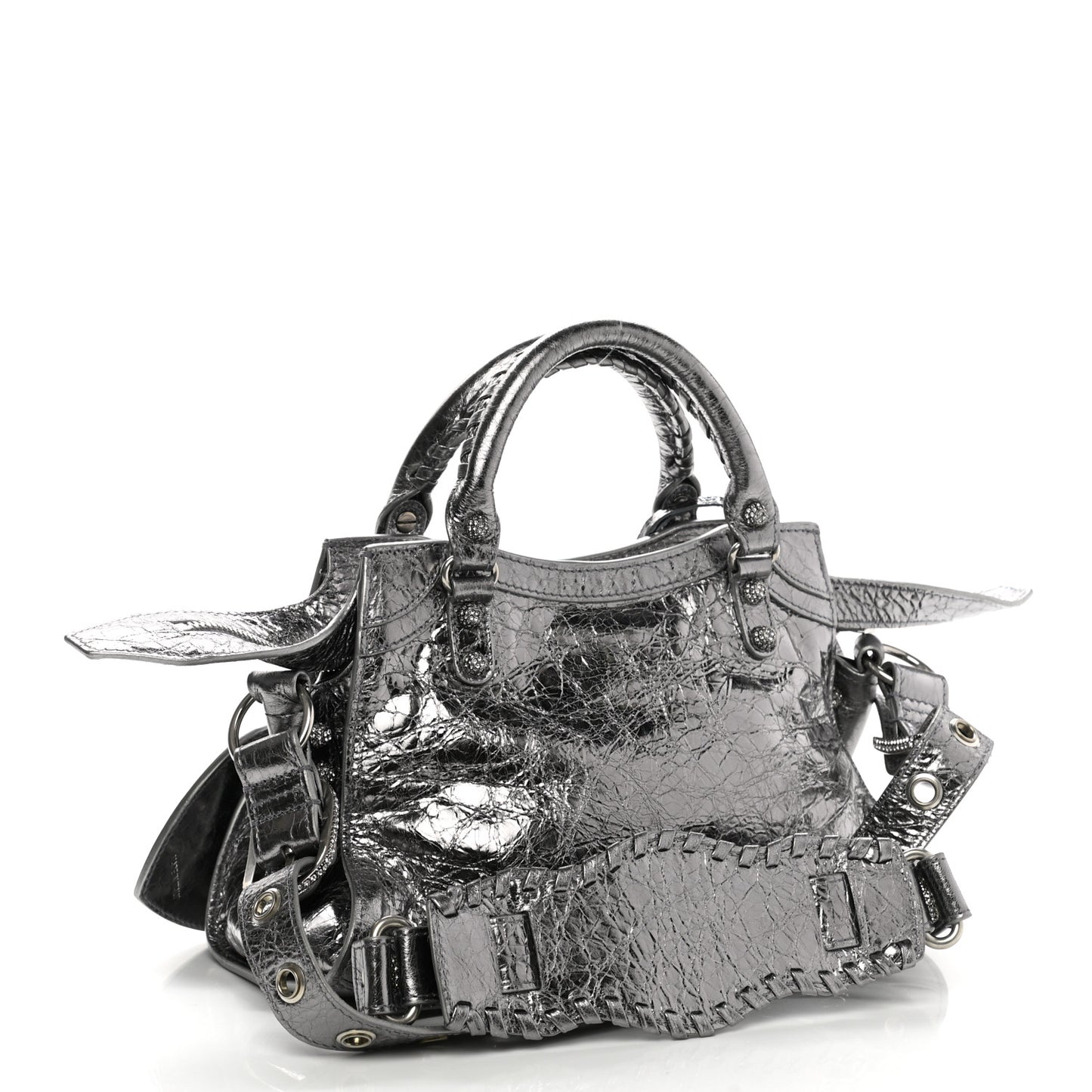 Agneau Arena Crystal Neo Cagole Handbag XS Silver
