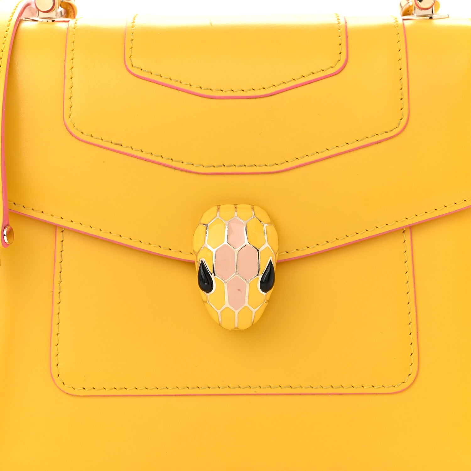 Bulgari Calfskin Serpenti Forever Top Handle Yellow 7 of 11