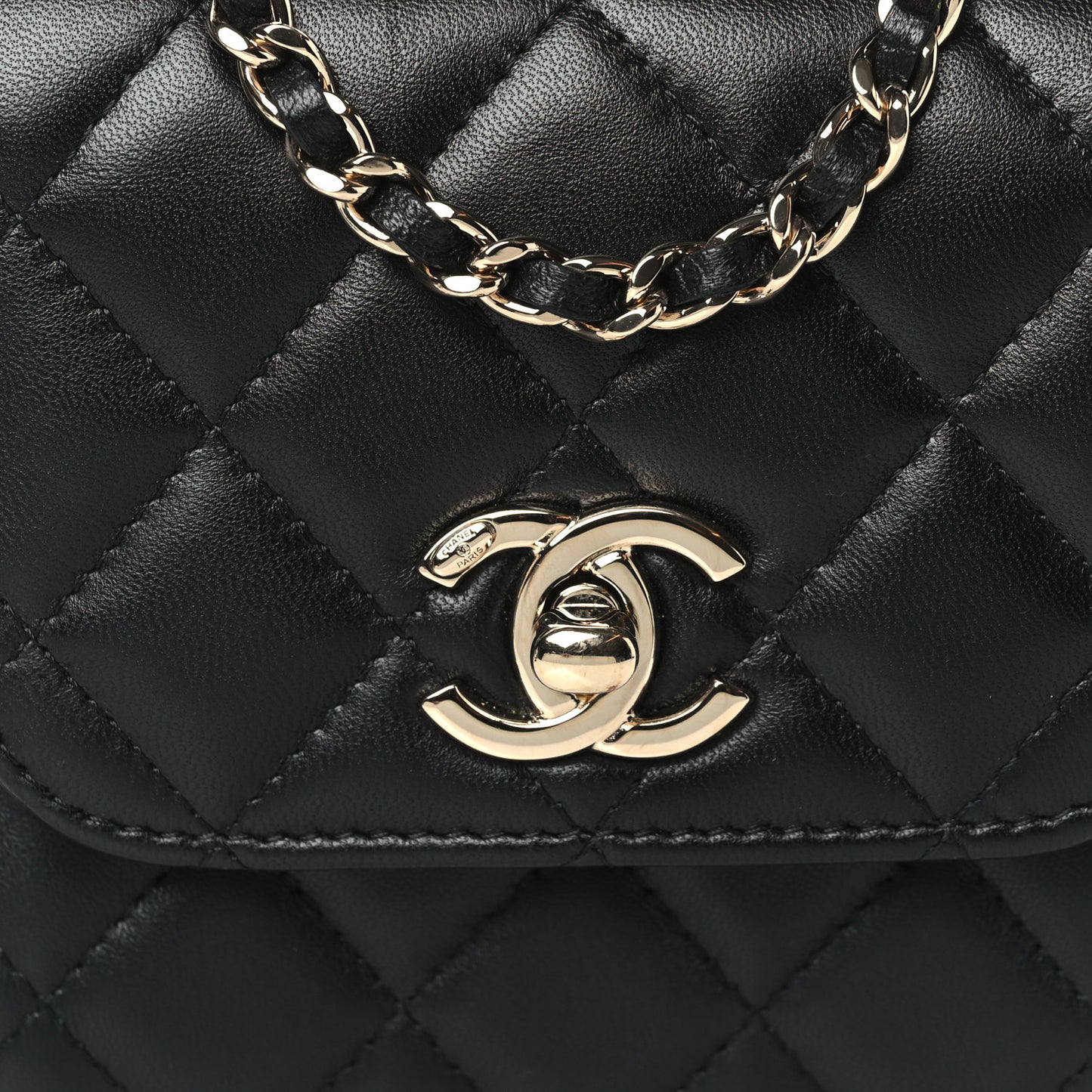 Lambskin Quilted Mini Trendy CC Chain Wallet Black