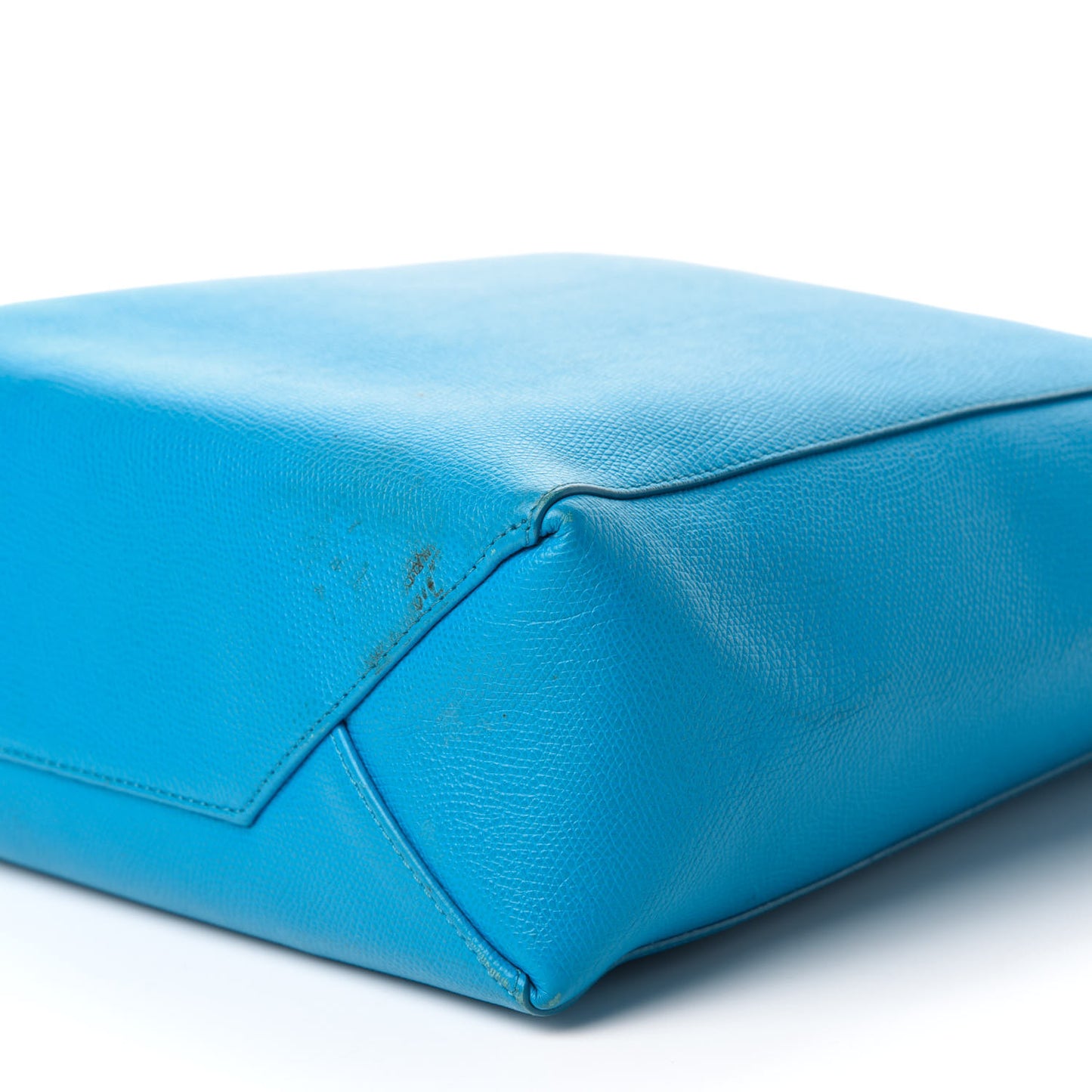 Grained Calfskin Small Vertical Cabas Turquoise