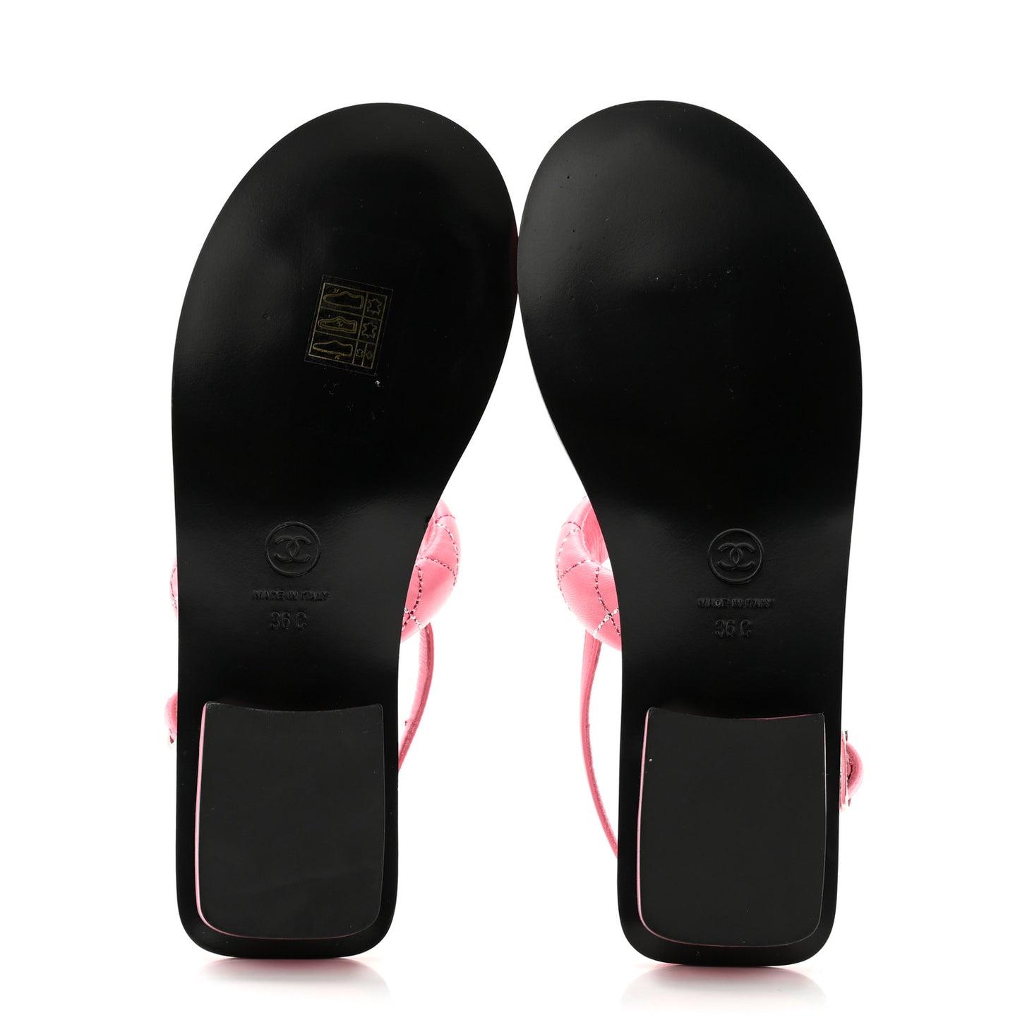 Lambskin Crystal Stitched CC Thong Sandals 36 Pink