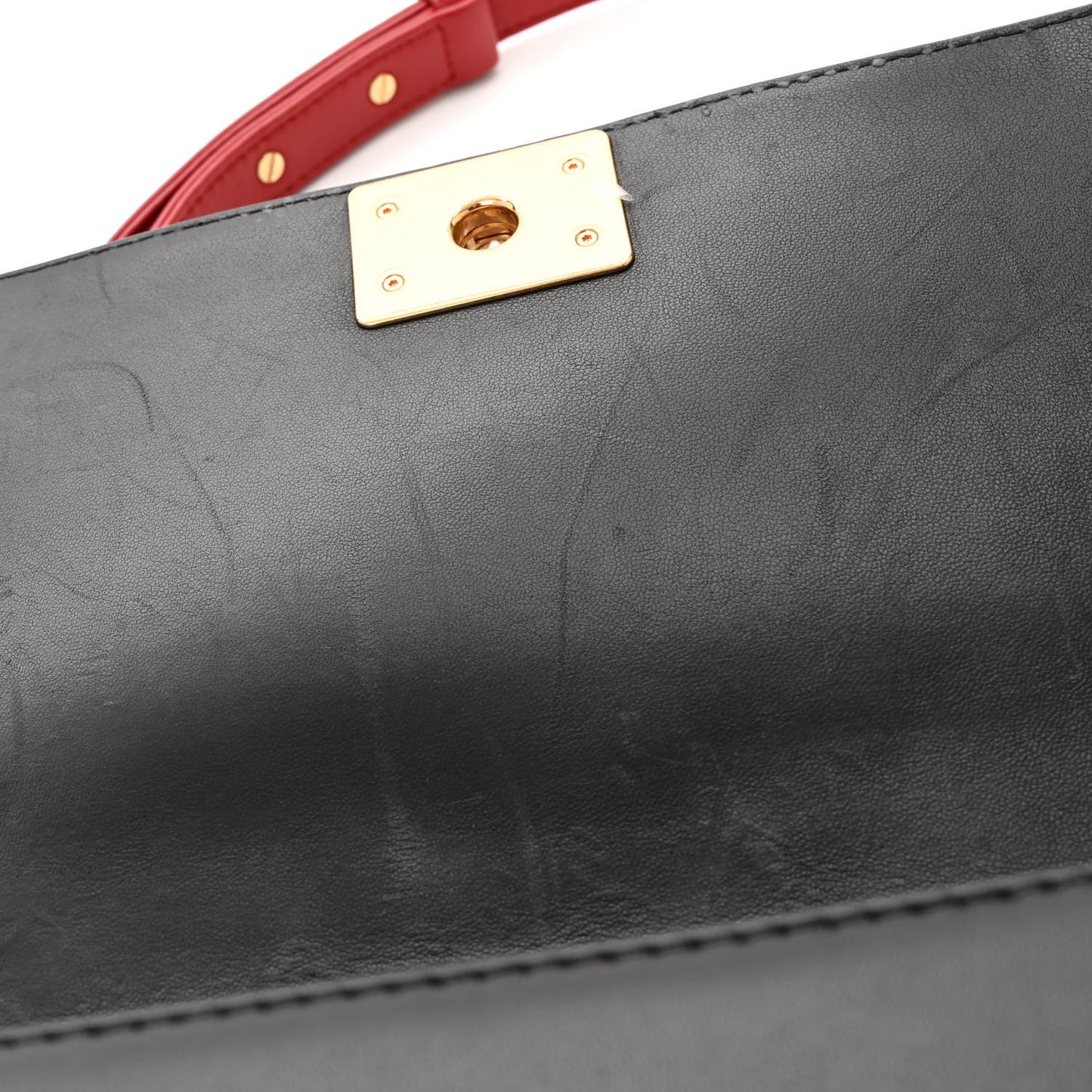 Lambskin Quilted Medium Boy Flap Dark Red Black