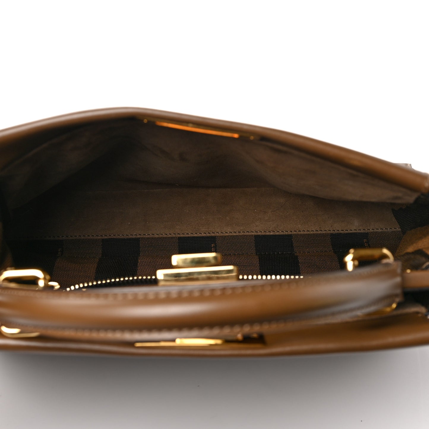 Vitello Morgan Fabric Jacquard Pequin Medium Peekaboo Iconic Satchel Foresta Tobacco Black