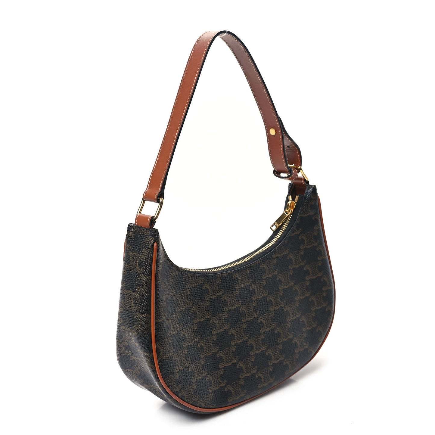 Triomphe Canvas Calfskin Ava Shoulder Bag Tan