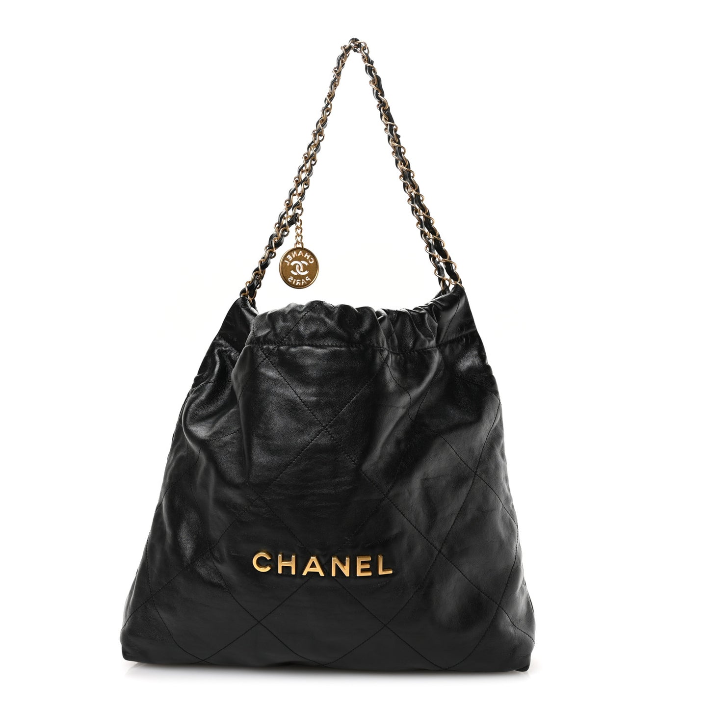 Shiny Calfskin Quilted Chanel 22 Black