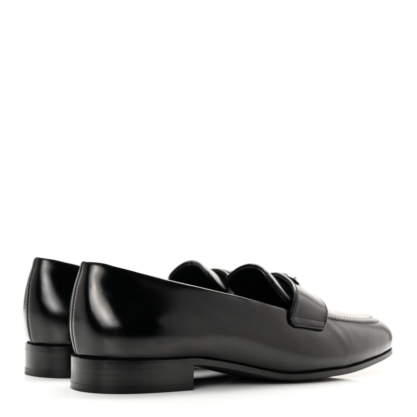 Brushed Calfskin Metal Triangle Logo 20mm Loafers 36.5 Black