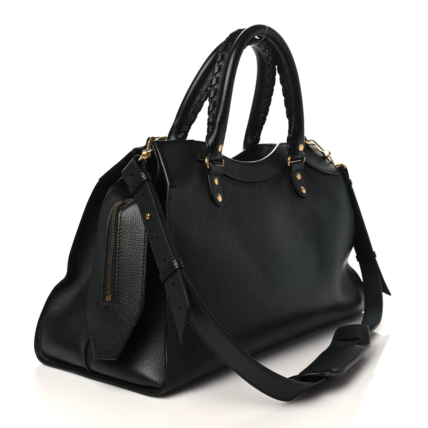 Grained Calfskin Neo Classic Gold Hardware Medium City Black