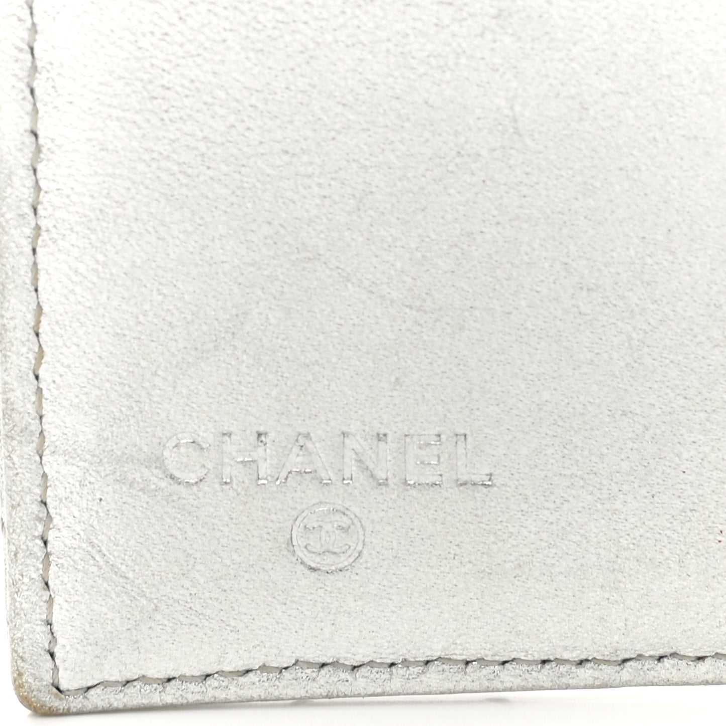 Metallic Lambskin Quilted Compact French Flap Wallet Silver