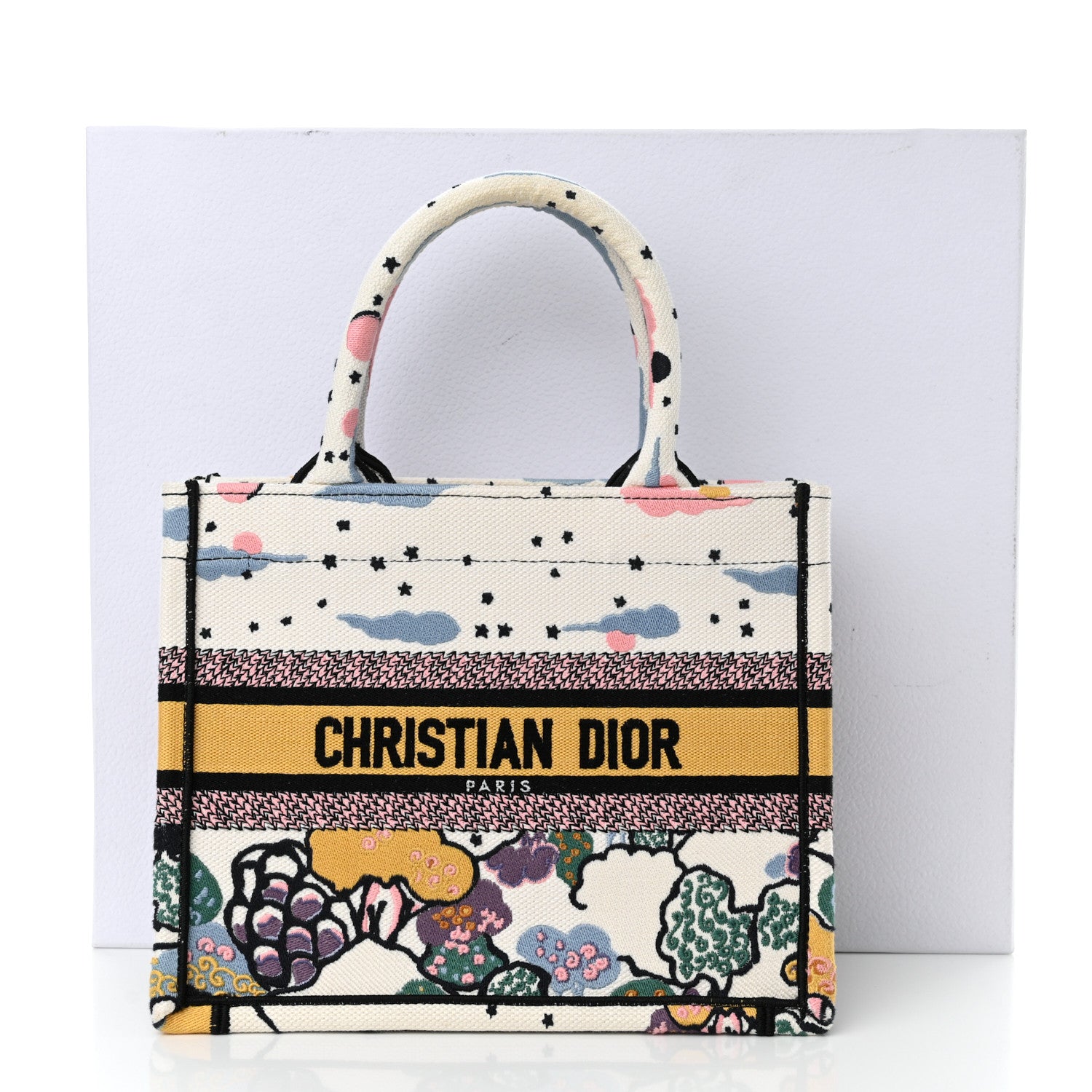 Christian Dior Canvas Embroidered Ciel De Reve Small Book Tote Latte Multicolor 15 of 15