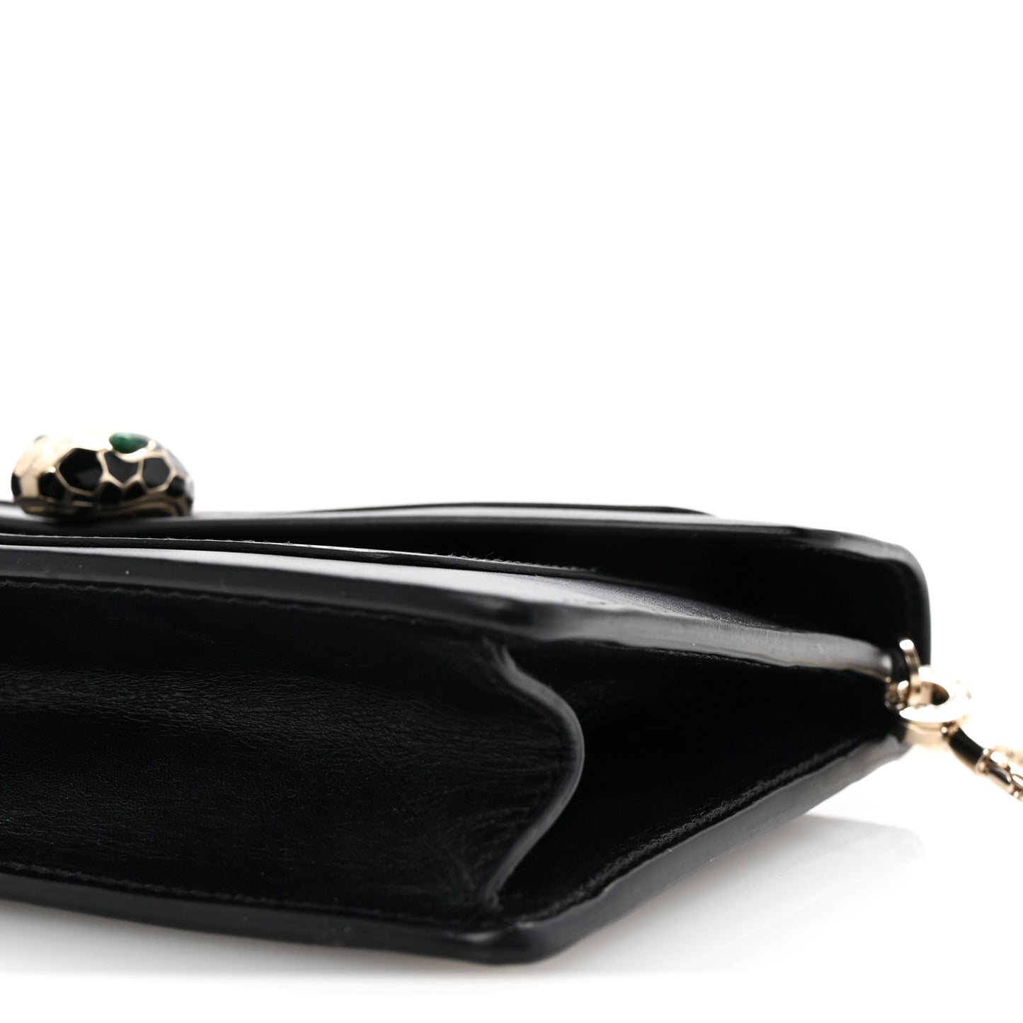 Calfskin Serpenti Forever Chain Wallet Black