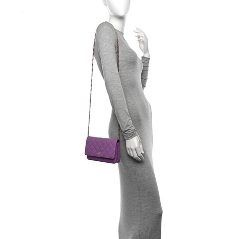 Caviar Quilted Wallet On Chain WOC Purple