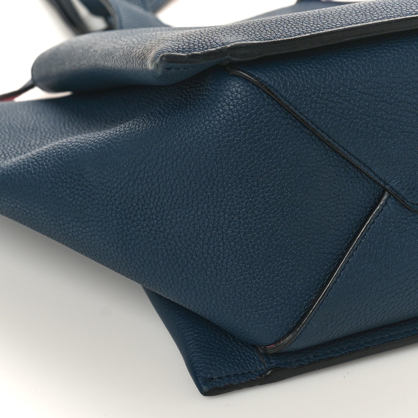 Baby Grained Calfskin Small Tri-Fold Bag Steel Blue