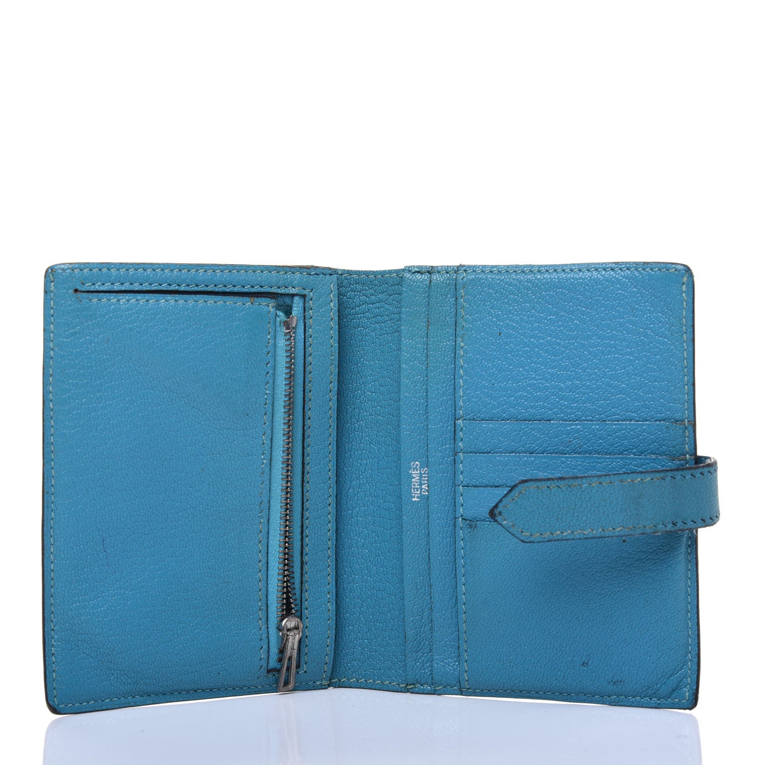 Hermes Chevre Mysore Compact Bearn Wallet Blue Jean 5 of 29