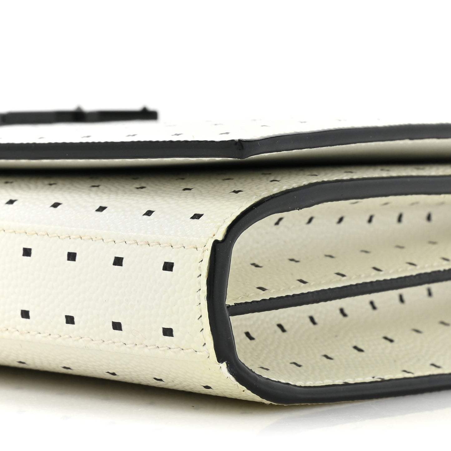 Grain De Poudre Square Dot Print Monogram Chain Wallet White Matte Black