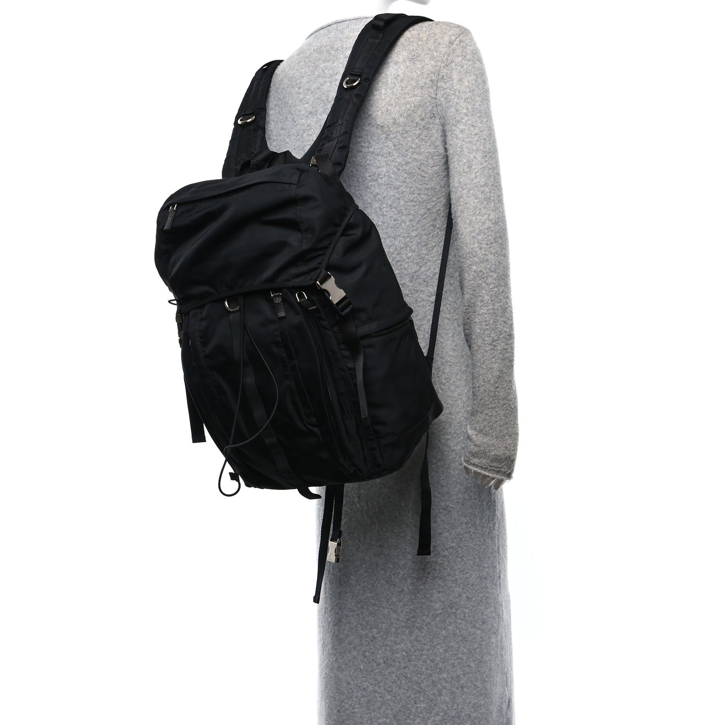Tessuto Nylon Montagna Double Buckle Backpack Black