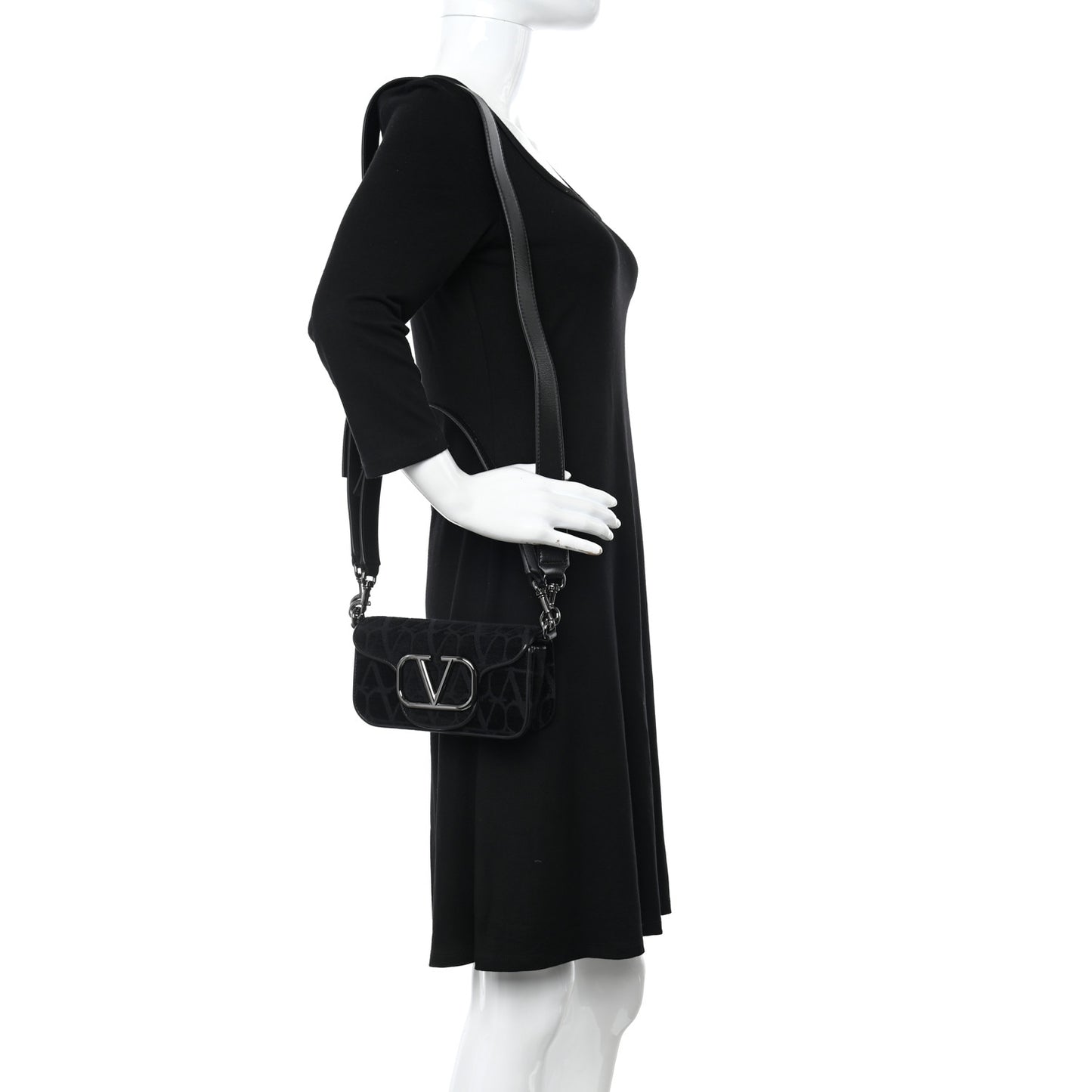 Canvas Toile Iconographe Vlogo Mini Loco Crossbody Bag Black
