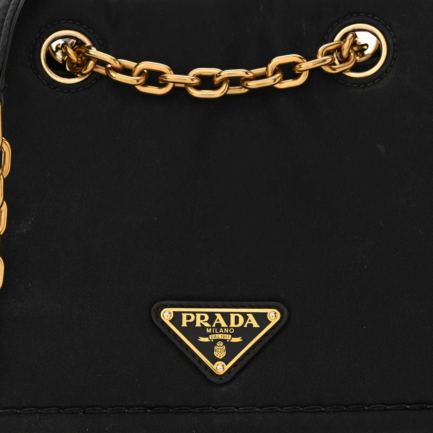 Tessuto Nylon Chain Flap Shoulder Bag Black