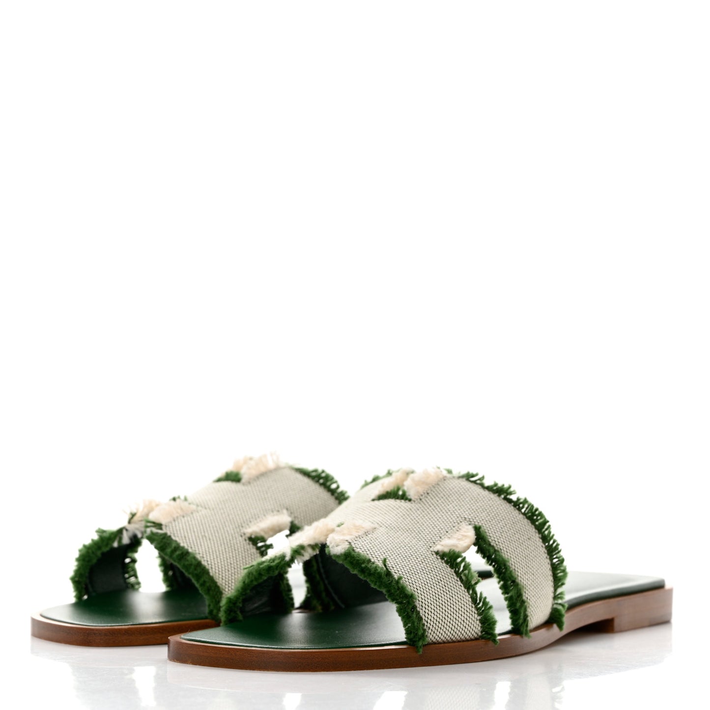 Toile H Oran Fringe Sandals 35 Vert