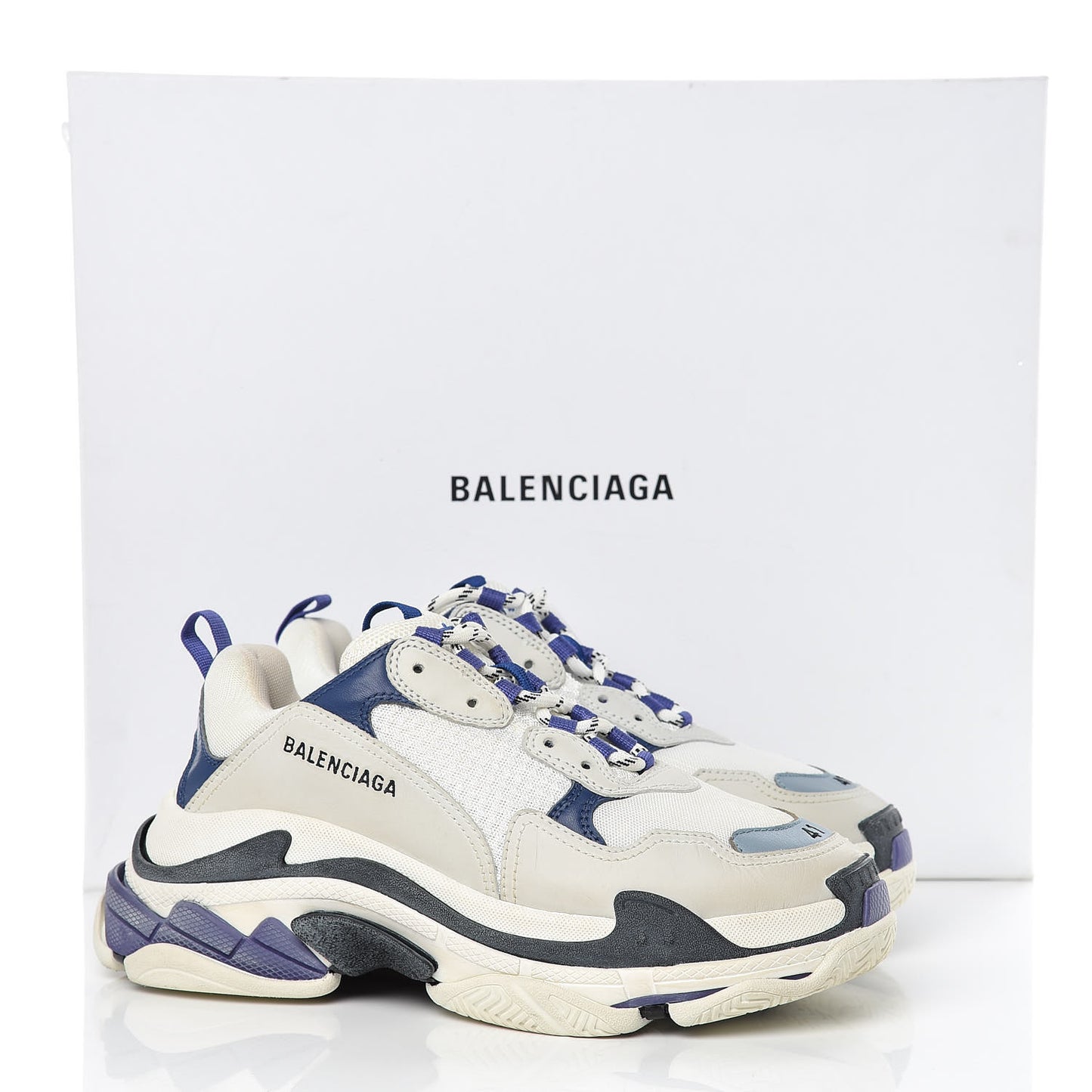 Fabric Mesh Mens Triple S Sneakers 41 White Blue Violet