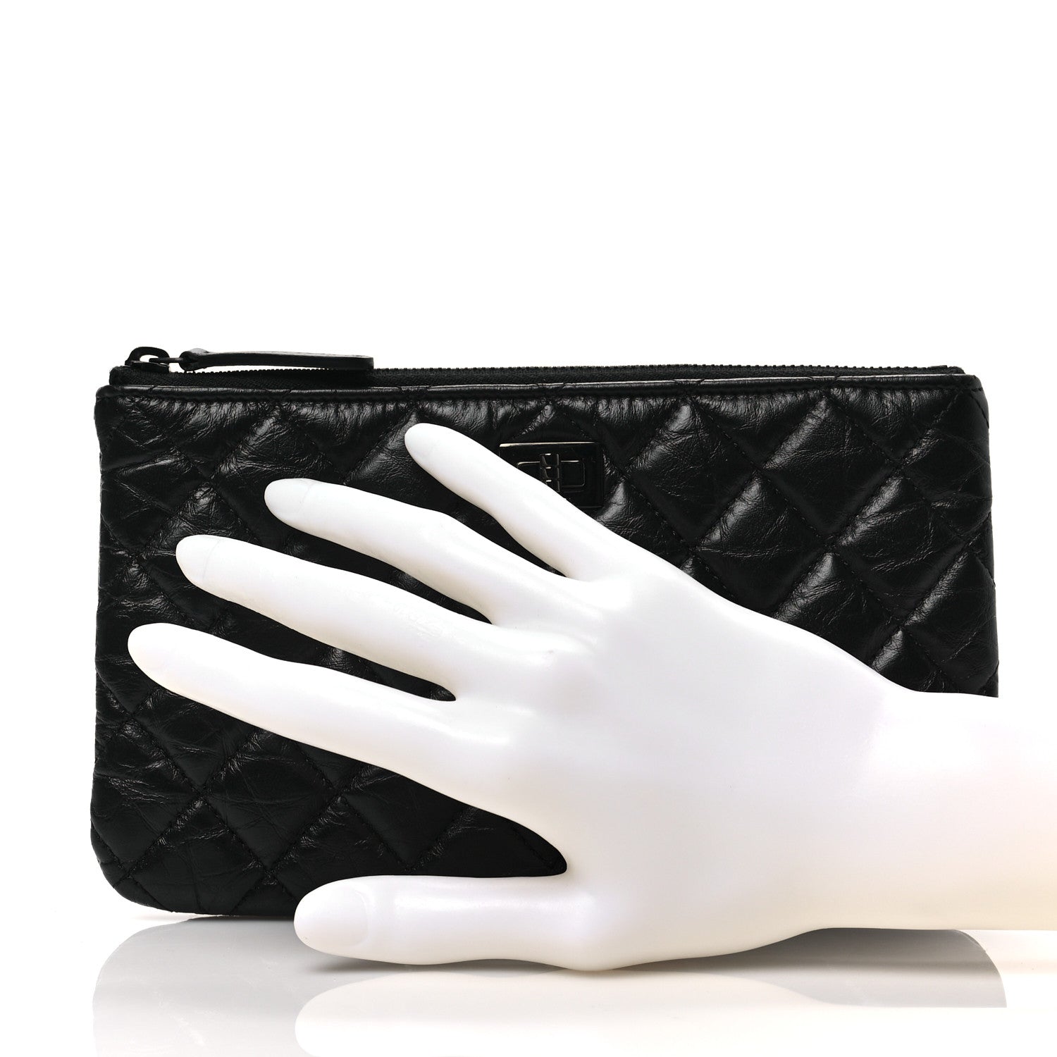 Chanel Aged Calfskin Quilted Medium Reissue Cosmetic Case So Black 2 of 7