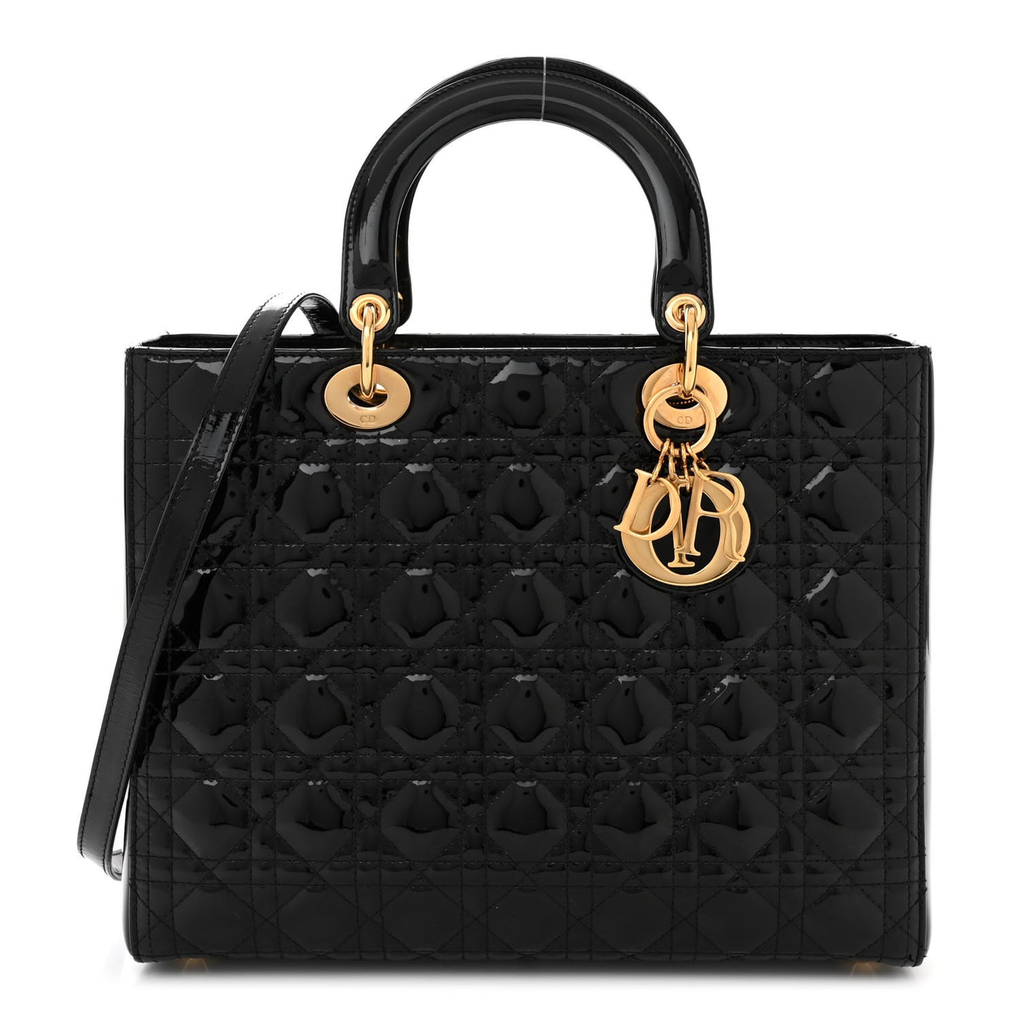 Patent Cannage Large Lady Dior Black
