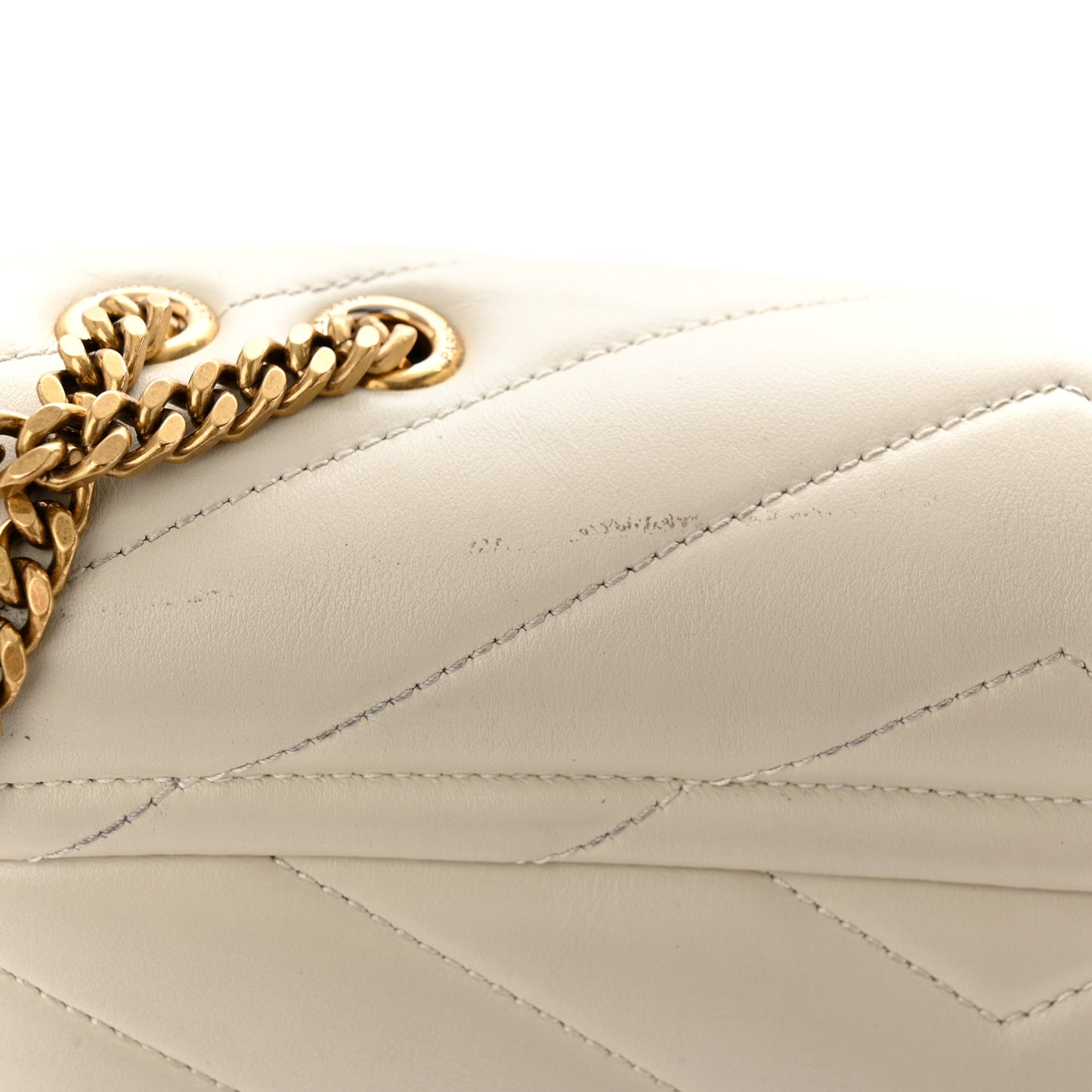 Calfskin Y Quilted Monogram Small Loulou Chain Satchel Blanc Vintage