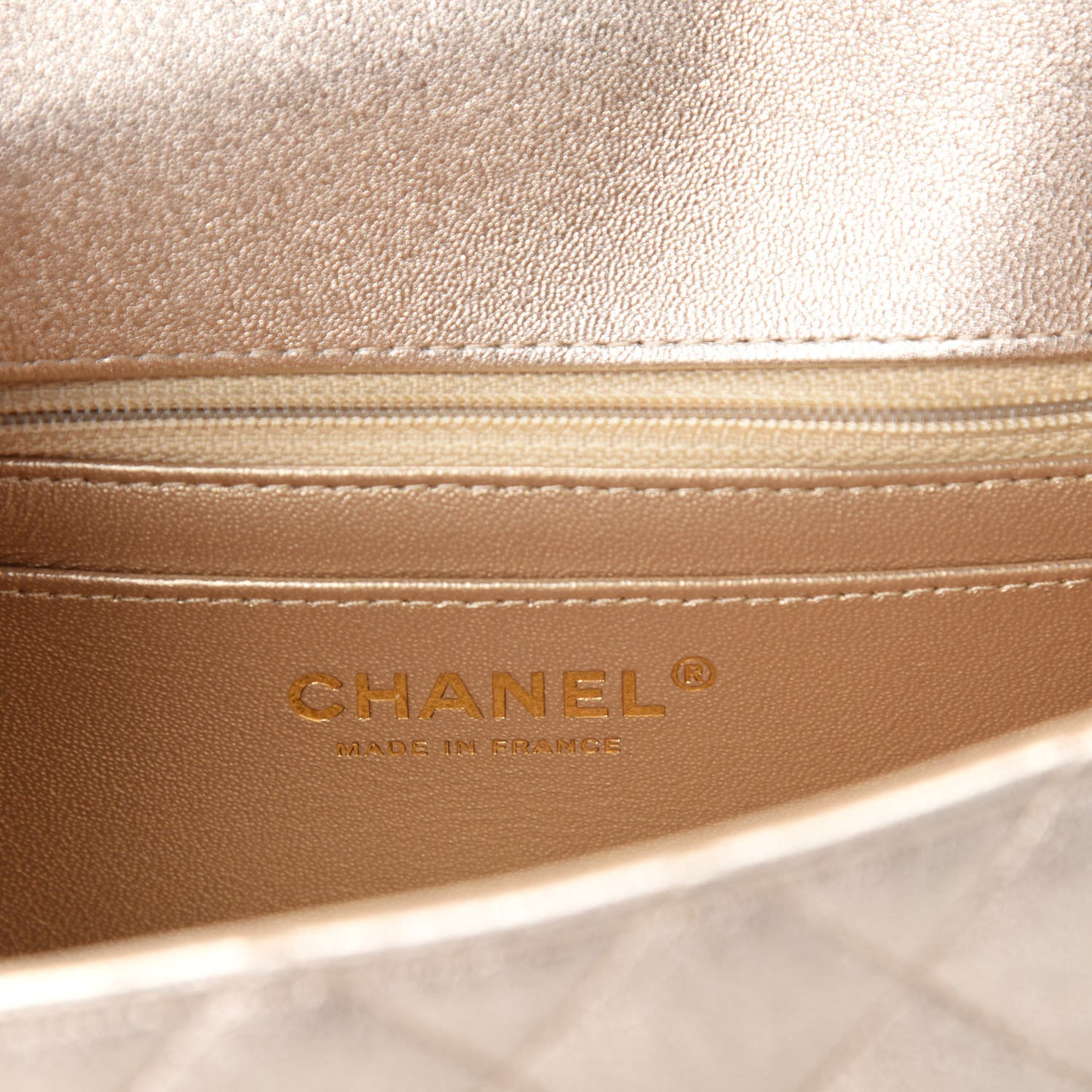 Metallic Lambskin Quilted Mini Rectangular Flap Gold