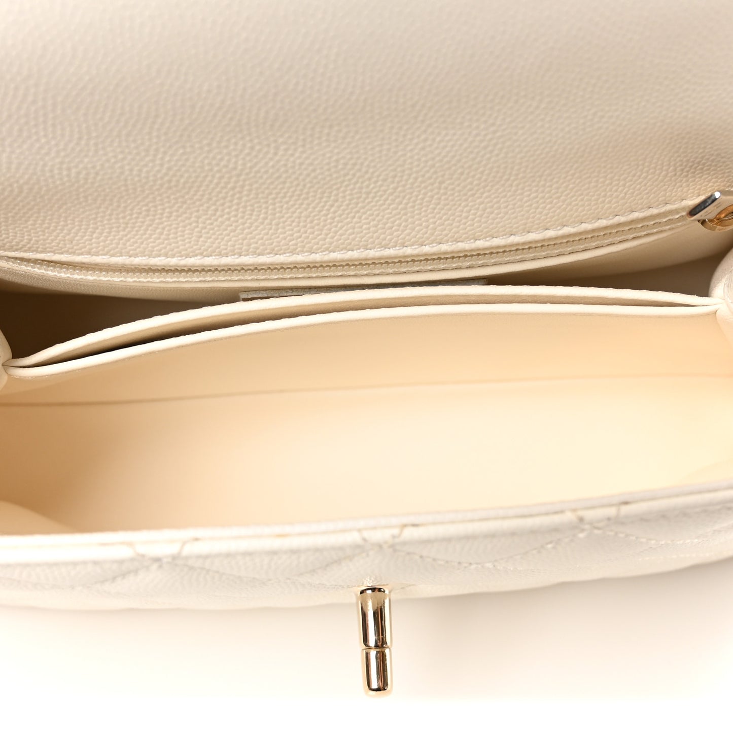 Caviar Quilted Mini Coco Handle Flap White