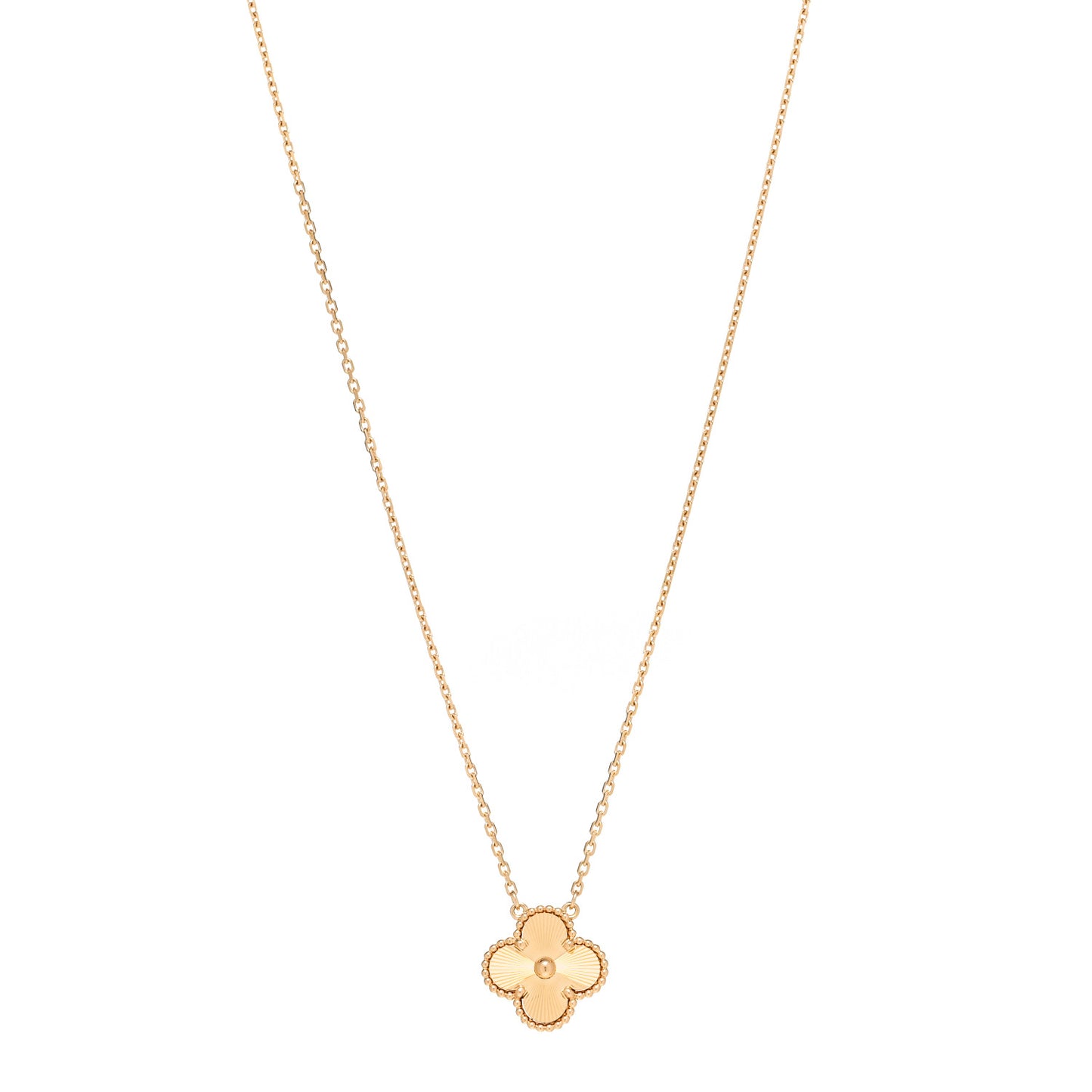 18K Yellow Gold Guilloche Vintage Alhambra Pendant Necklace