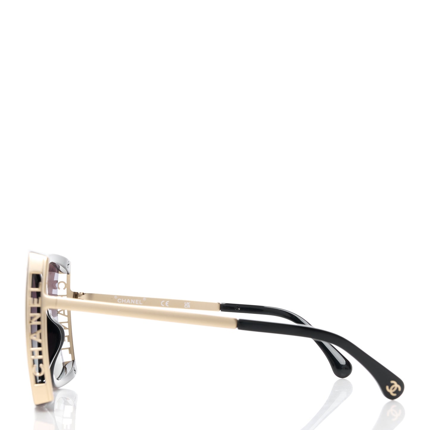 Acetate Metal Logo Square Sunglasses 71545A Black Gold