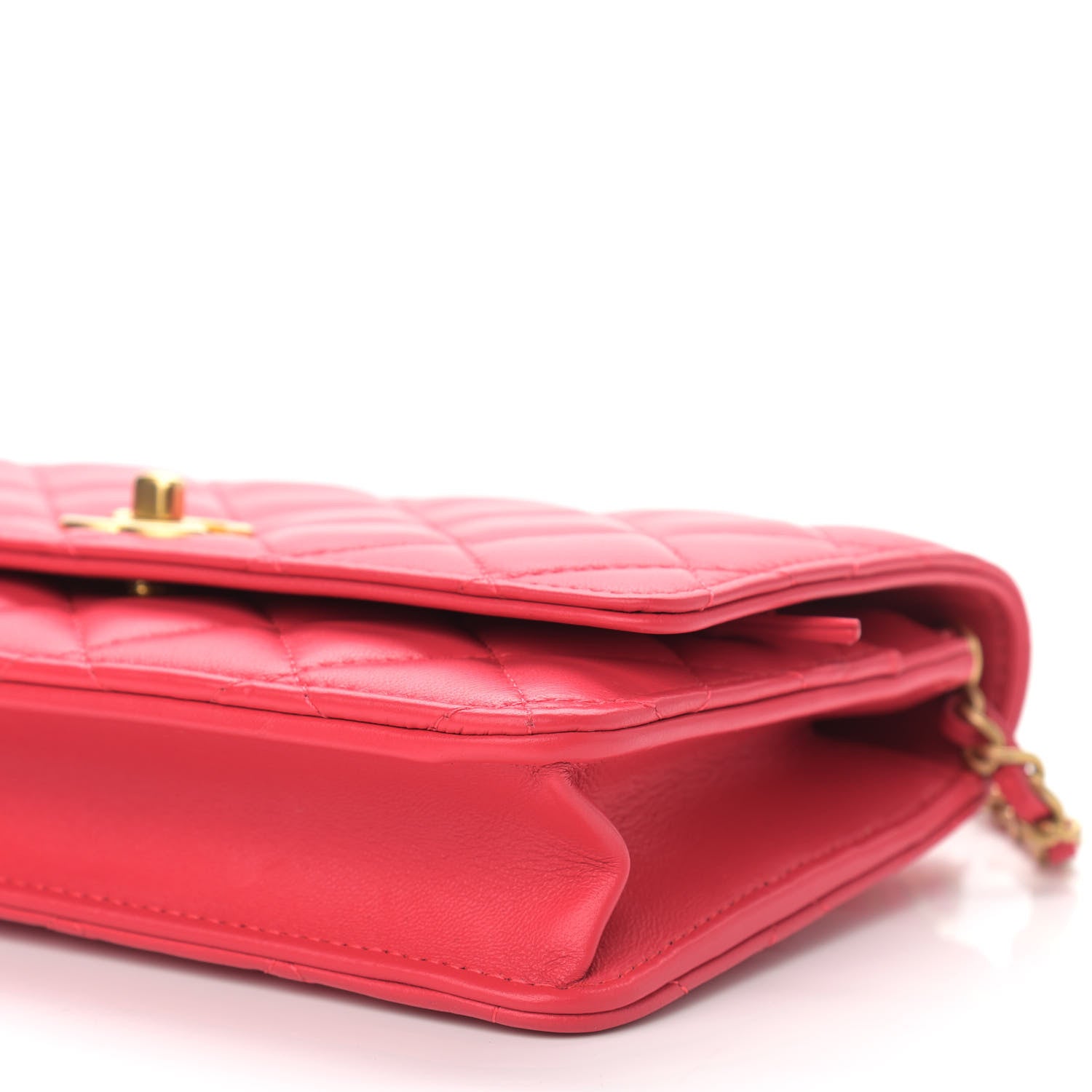 Chanel Lambskin Quilted CC Pearl Crush Wallet on Chain WOC Red 11 of 12