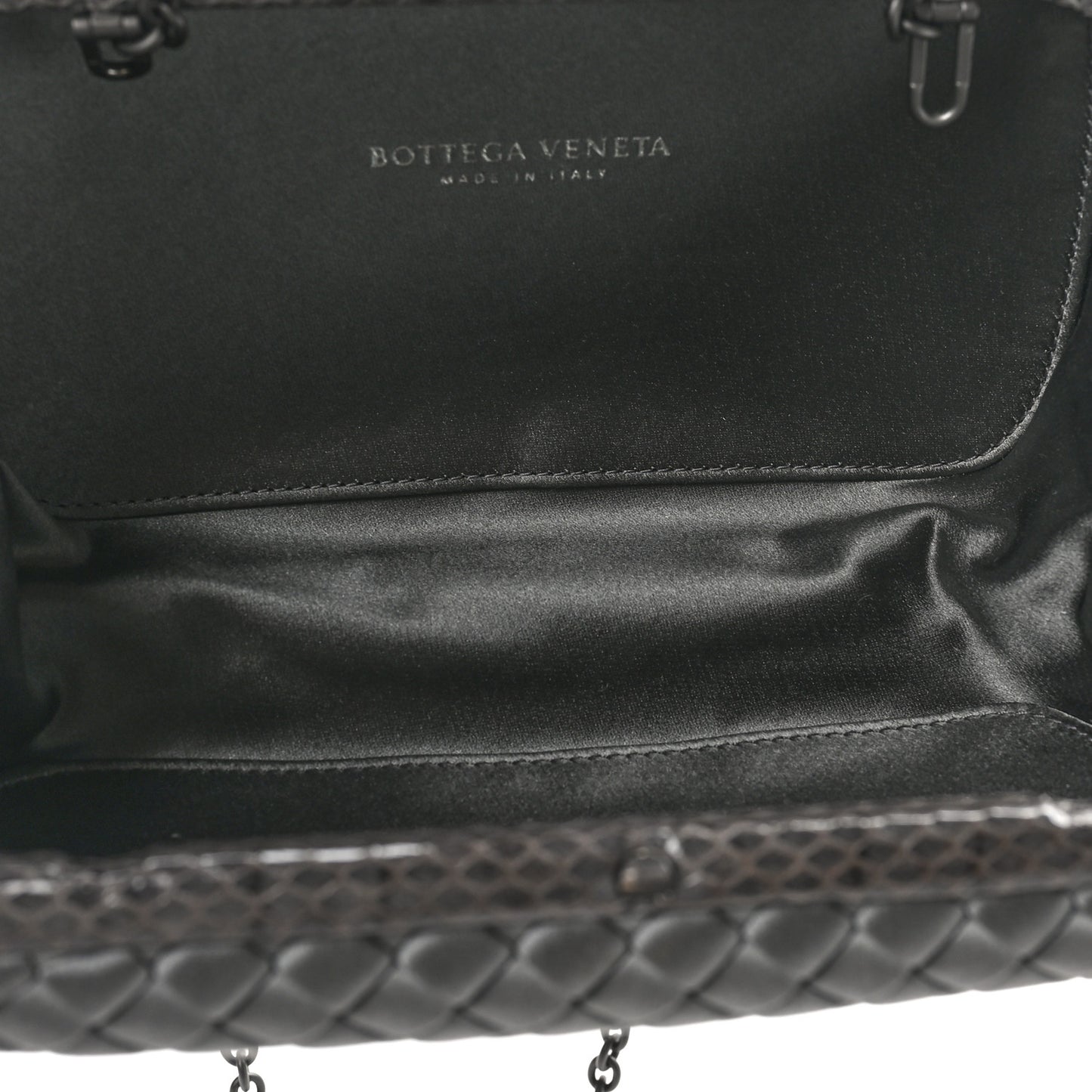 Satin Ayers Intrecciato Chain Knot Clutch Grey