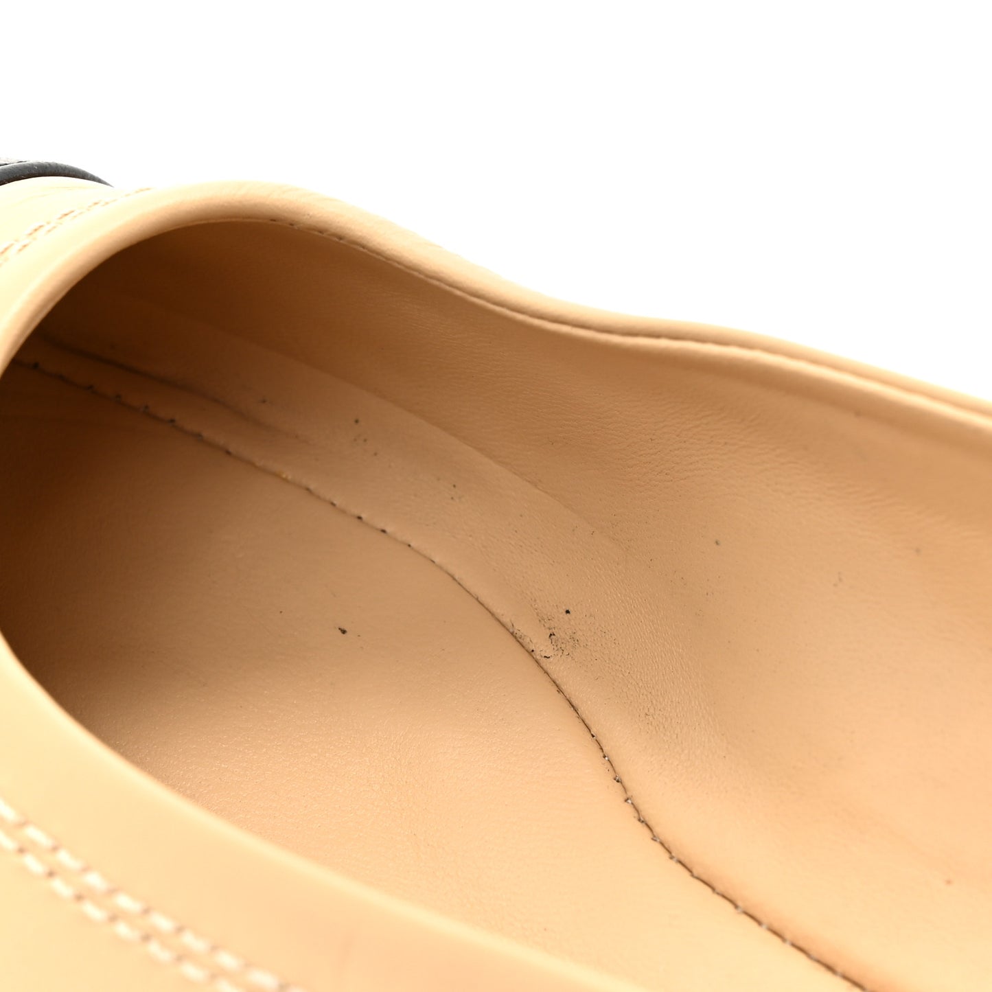 Lambskin Cap Toe CC Uniform Ballerina Flats 38 Beige Black