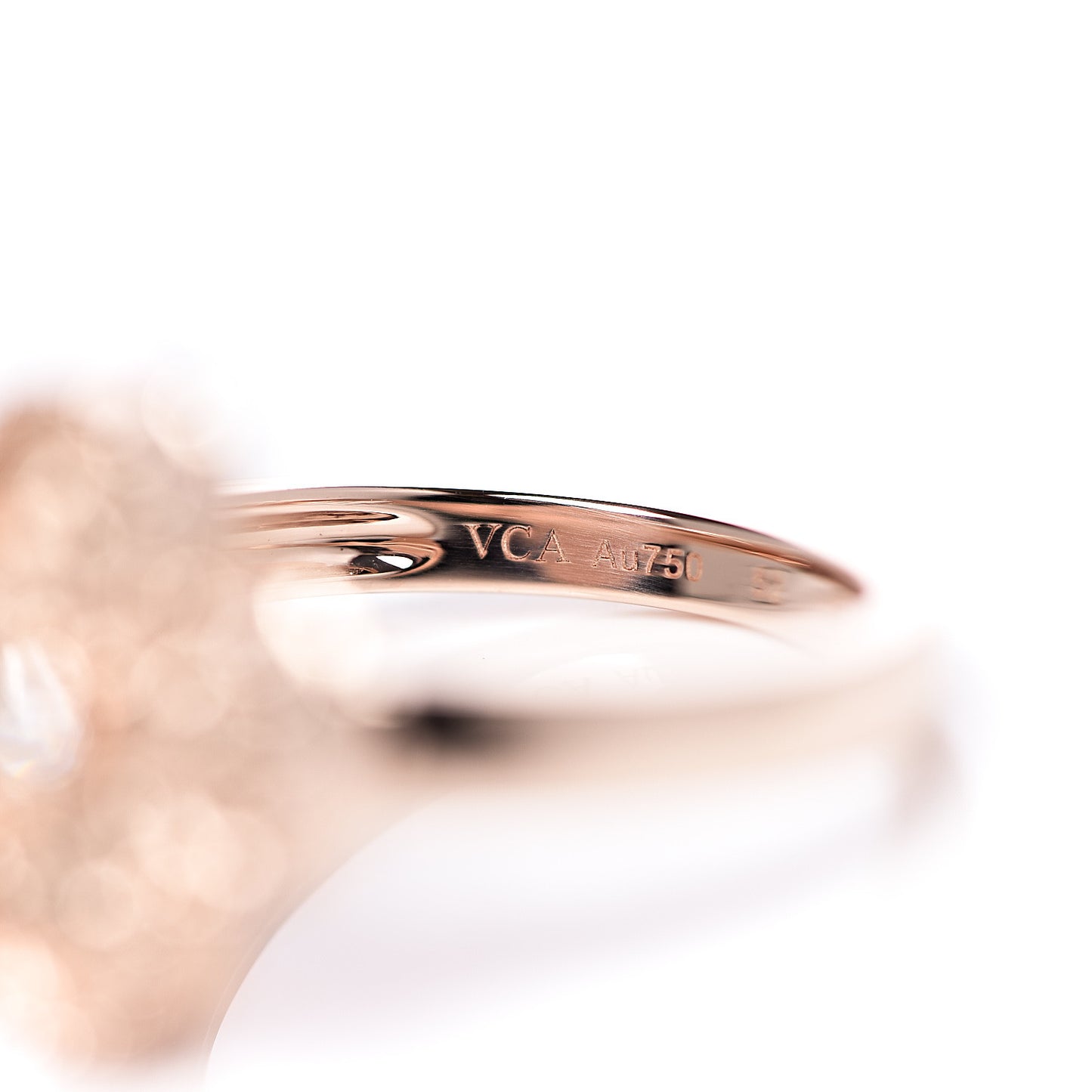 18K Rose Gold Diamond Vintage Alhambra Ring 52 6