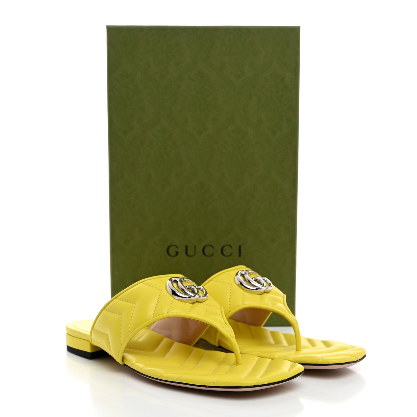 Nappa Charlotte Double G Marmont Thong Sandals 38.5 Banana