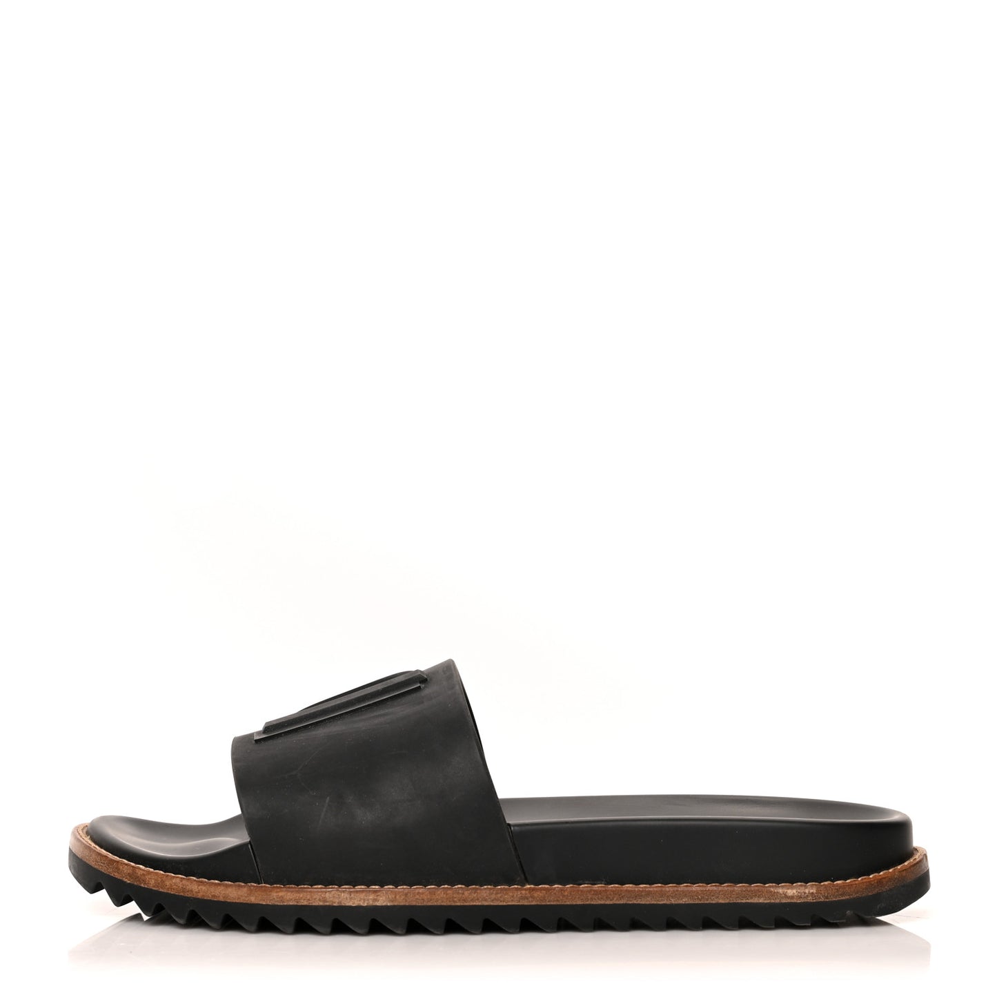 Rubber Vocabulary Logo Slide Sandals 7 Black
