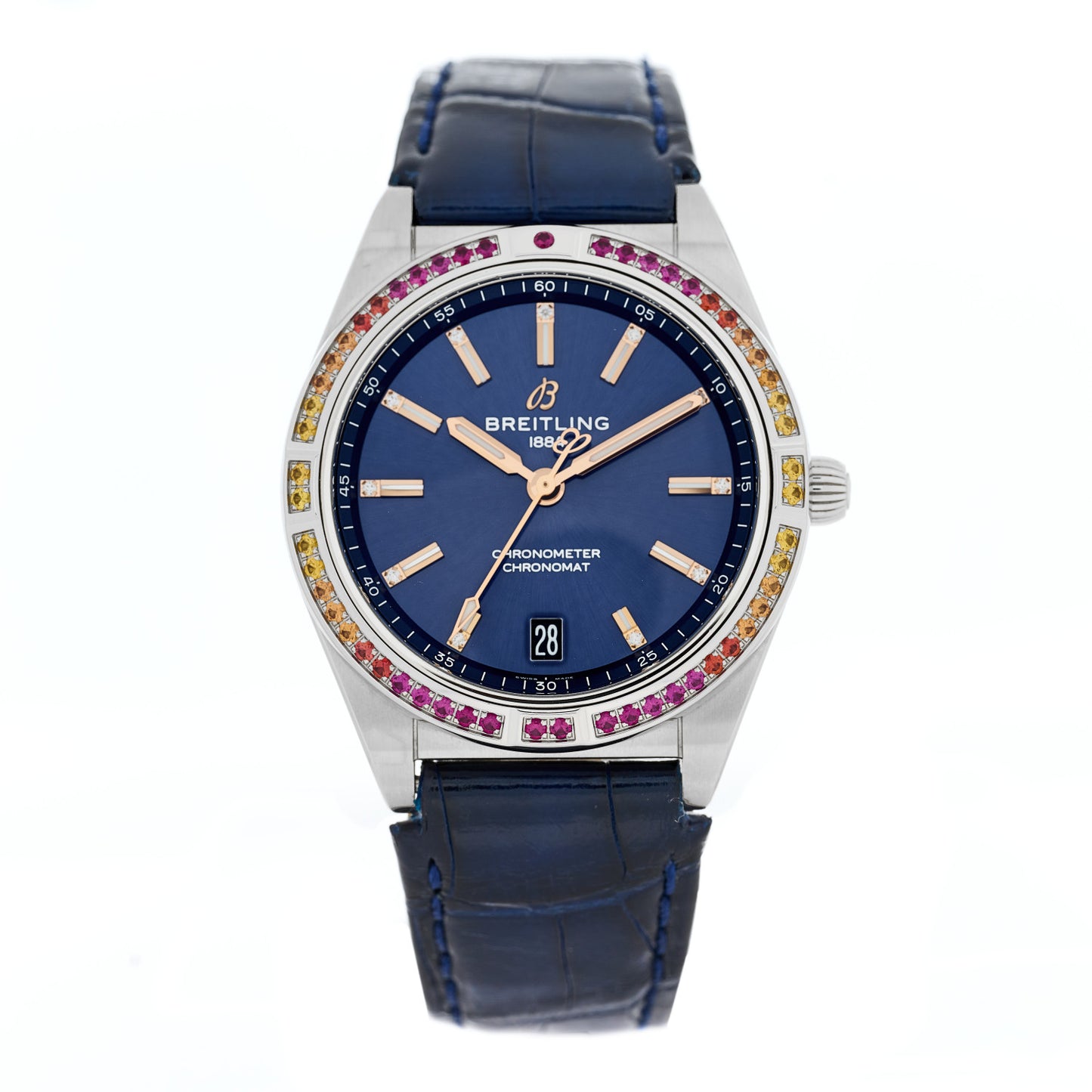 Stainless Steel Alligator Gemstone 36mm Chronomat South Sea Automatic Watch Blue A10380611C1P1