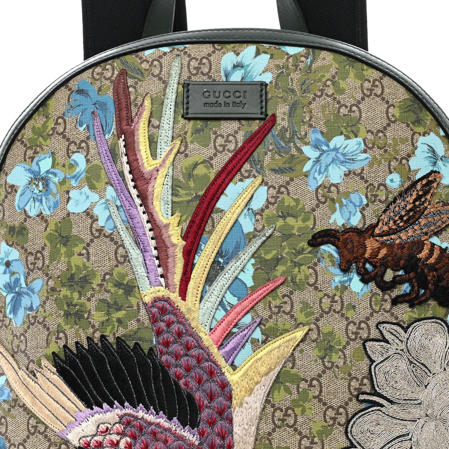 GG Supreme Monogram Blooms Bird Embroidered Dome Backpack