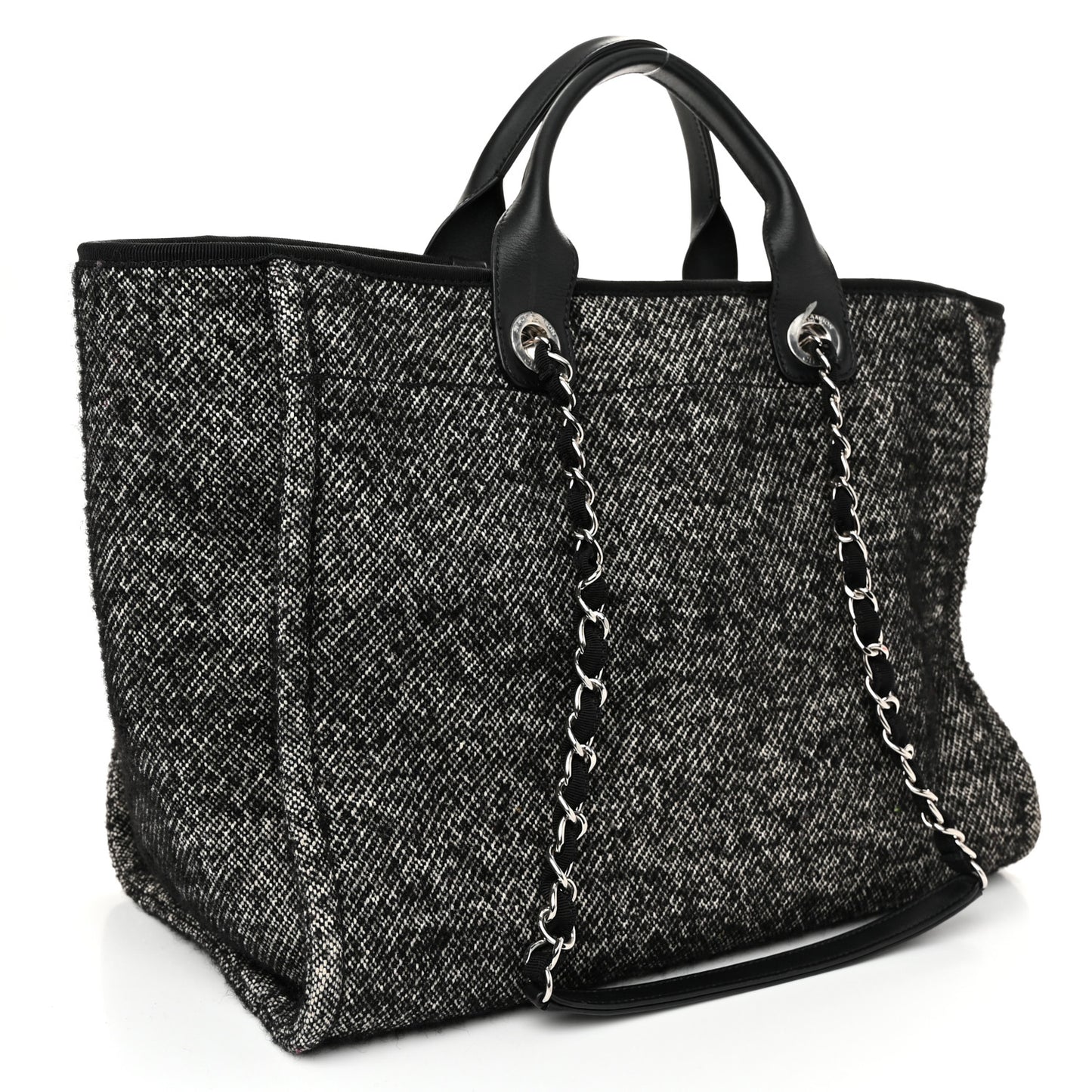 Mixed Fibers Calfskin Medium Deauville Tote Black