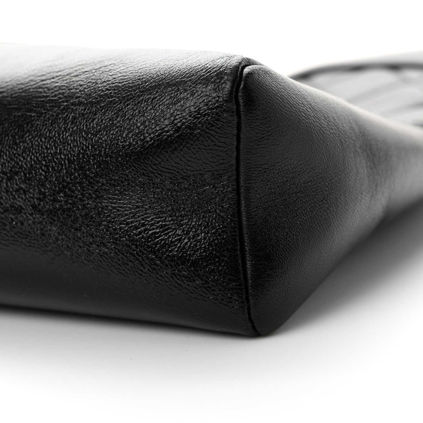 Shiny Lambskin Quilted 31 Shopping Bag Black