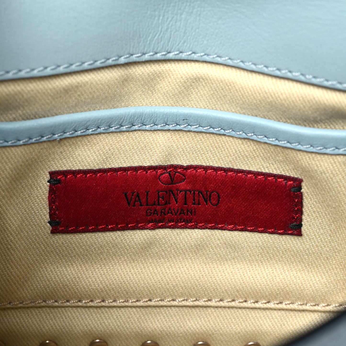 Vitello Mini Rockstud Flap Saddle Crossbody Bag Sky Sorbet