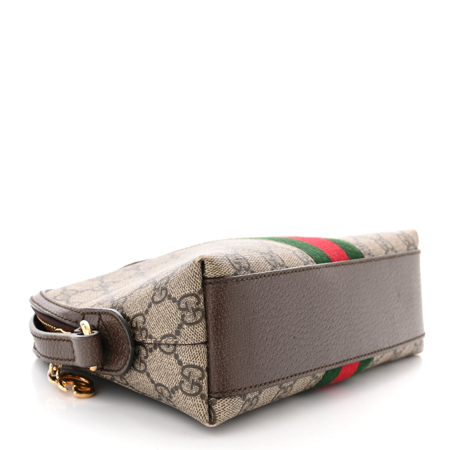 GG Supreme Monogram Textured Dollar Calfskin Web Small Ophidia Dome Shoulder Bag Beige Ebony New Acero