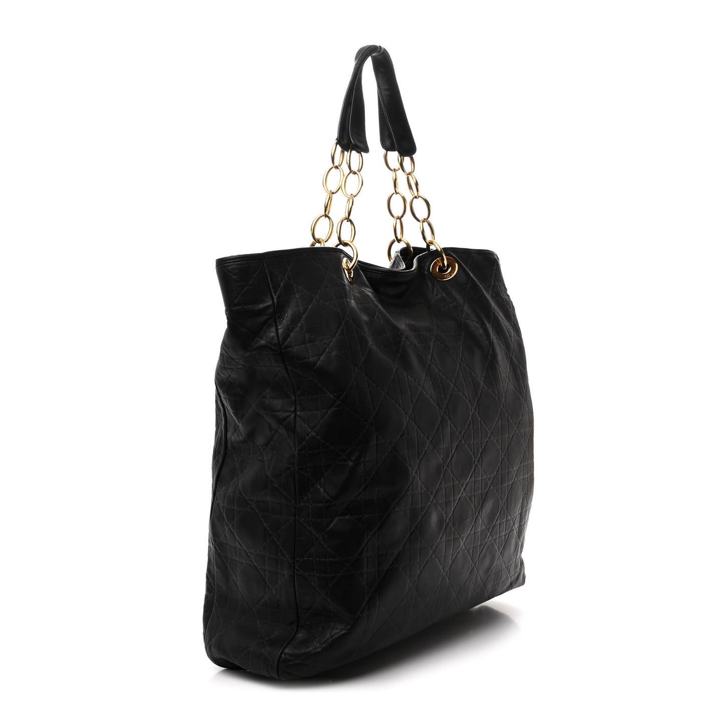 Lambskin Cannage Large Soft Lady Dior Shopping Tote Black