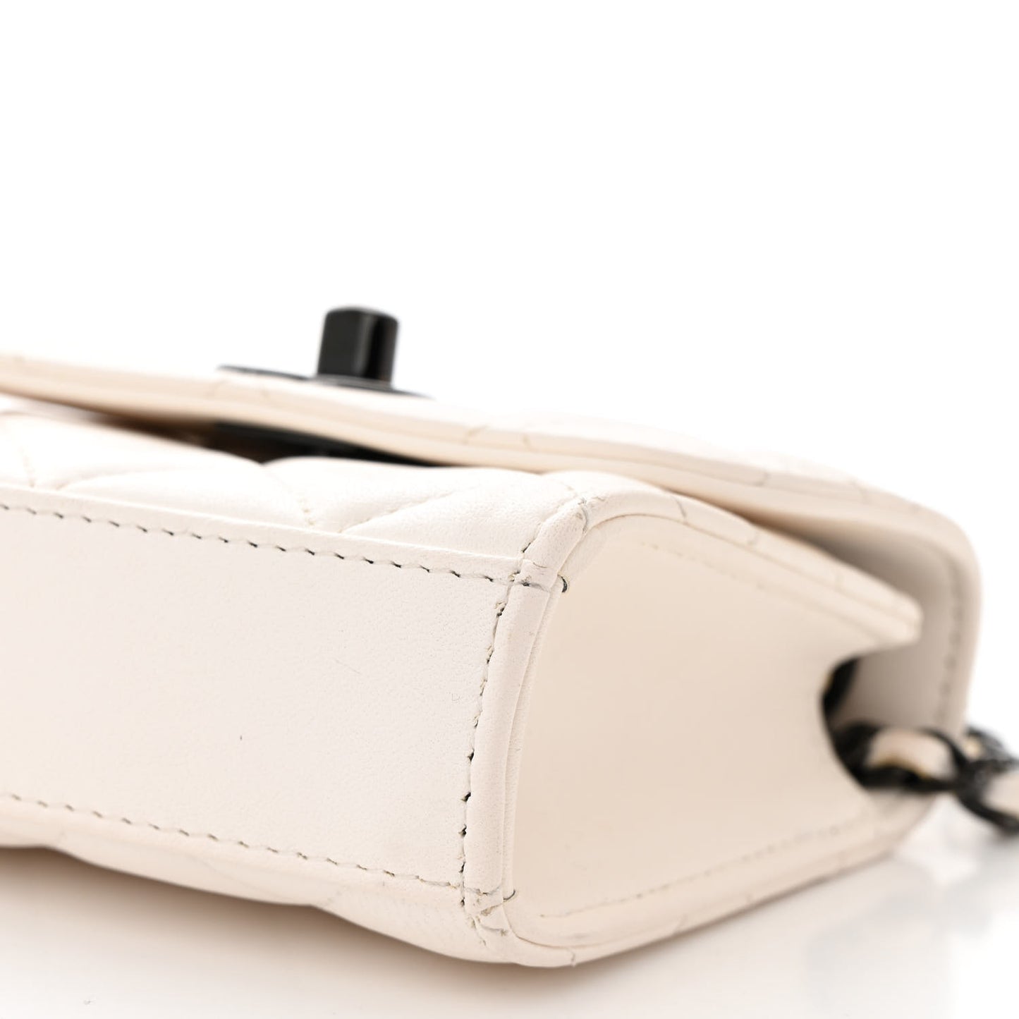 Lambskin Quilted Mini Trendy CC Clutch With Chain White