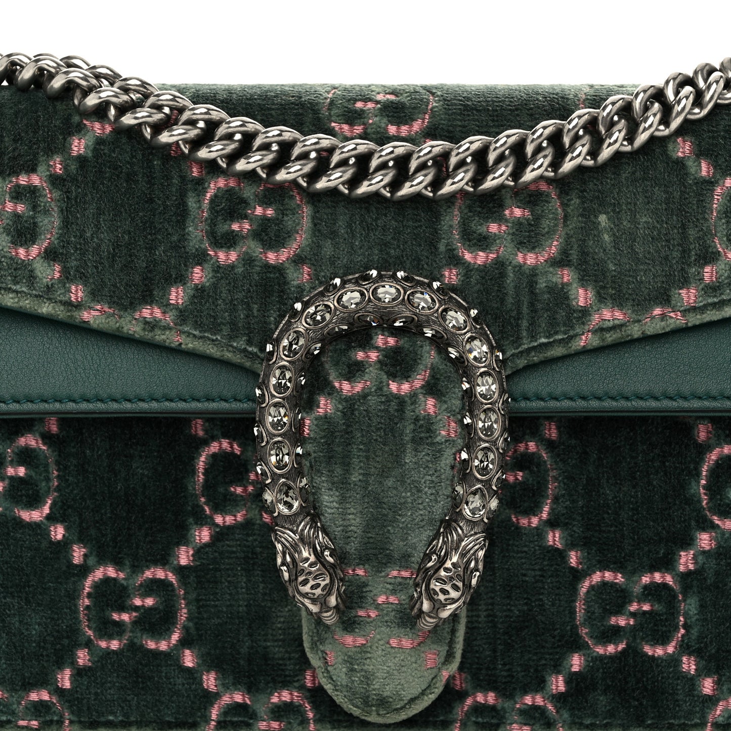 Velvet Moon Calfskin Crystal GG Monogram Small Dionysus Shoulder Bag Avio Dusty Pink Black Diamond