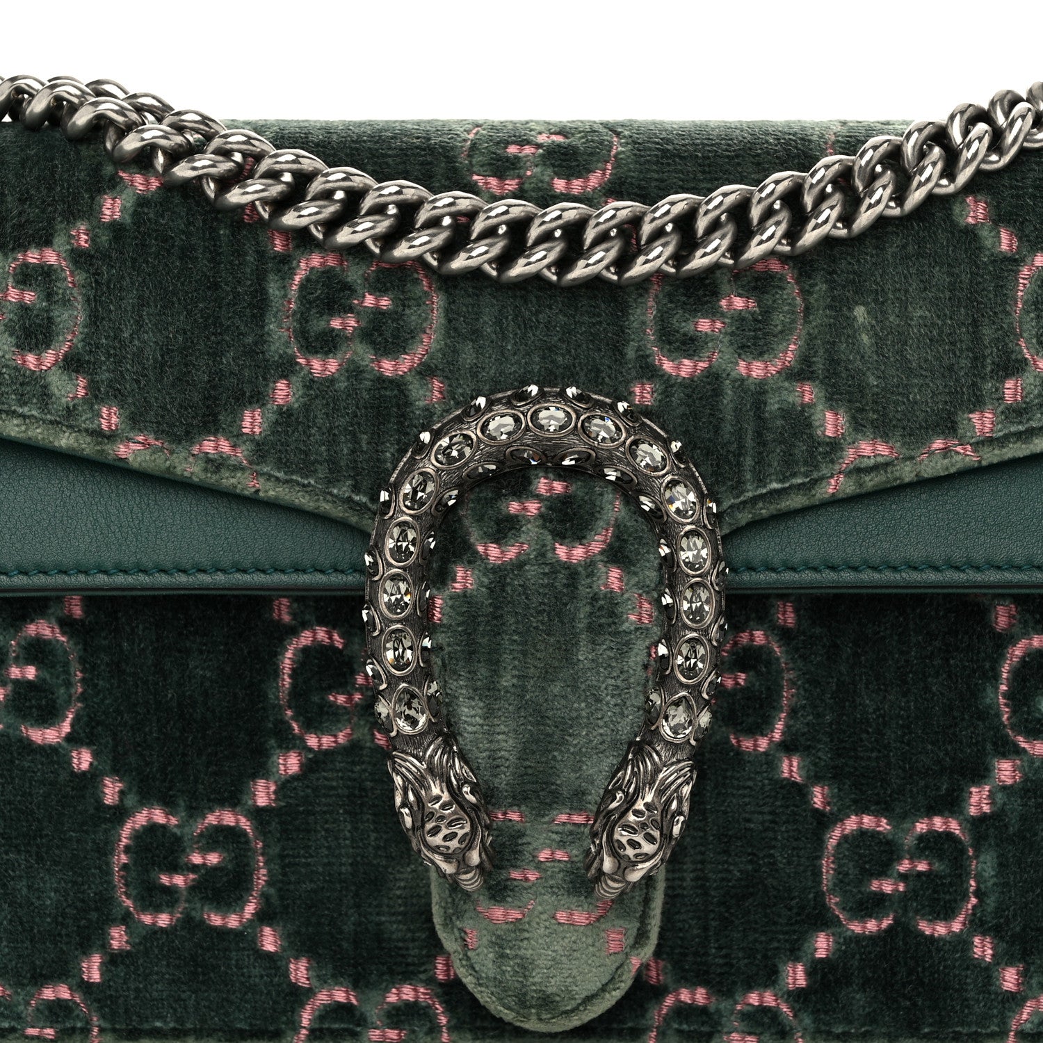 Gucci Velvet Moon Calfskin Crystal GG Monogram Small Dionysus Shoulder Bag Avio Dusty Pink Black Diamond 9 of 13