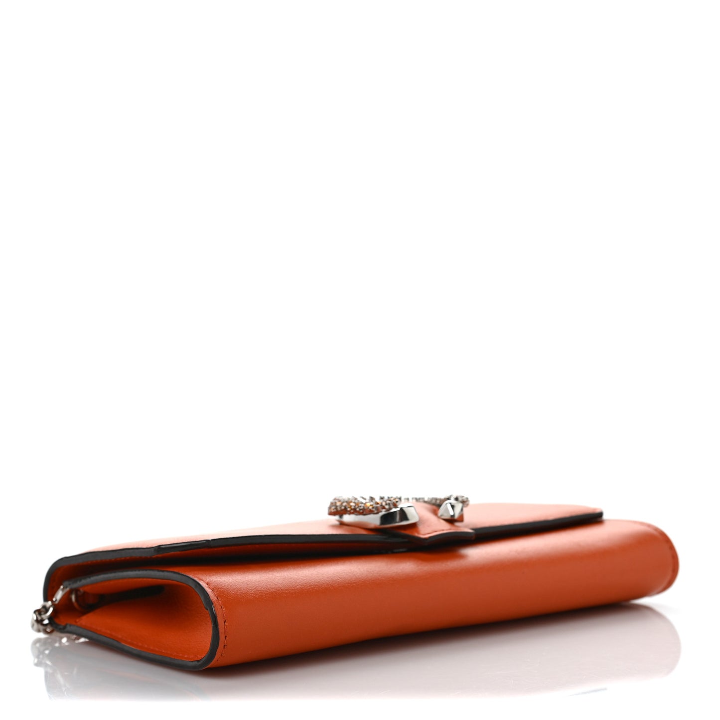 Calfskin Crystal Madeline Wallet On Chain Orange