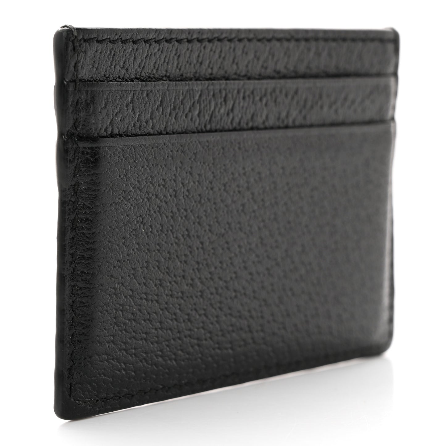 Pebbled Calfskin Animalier Card Holder Black