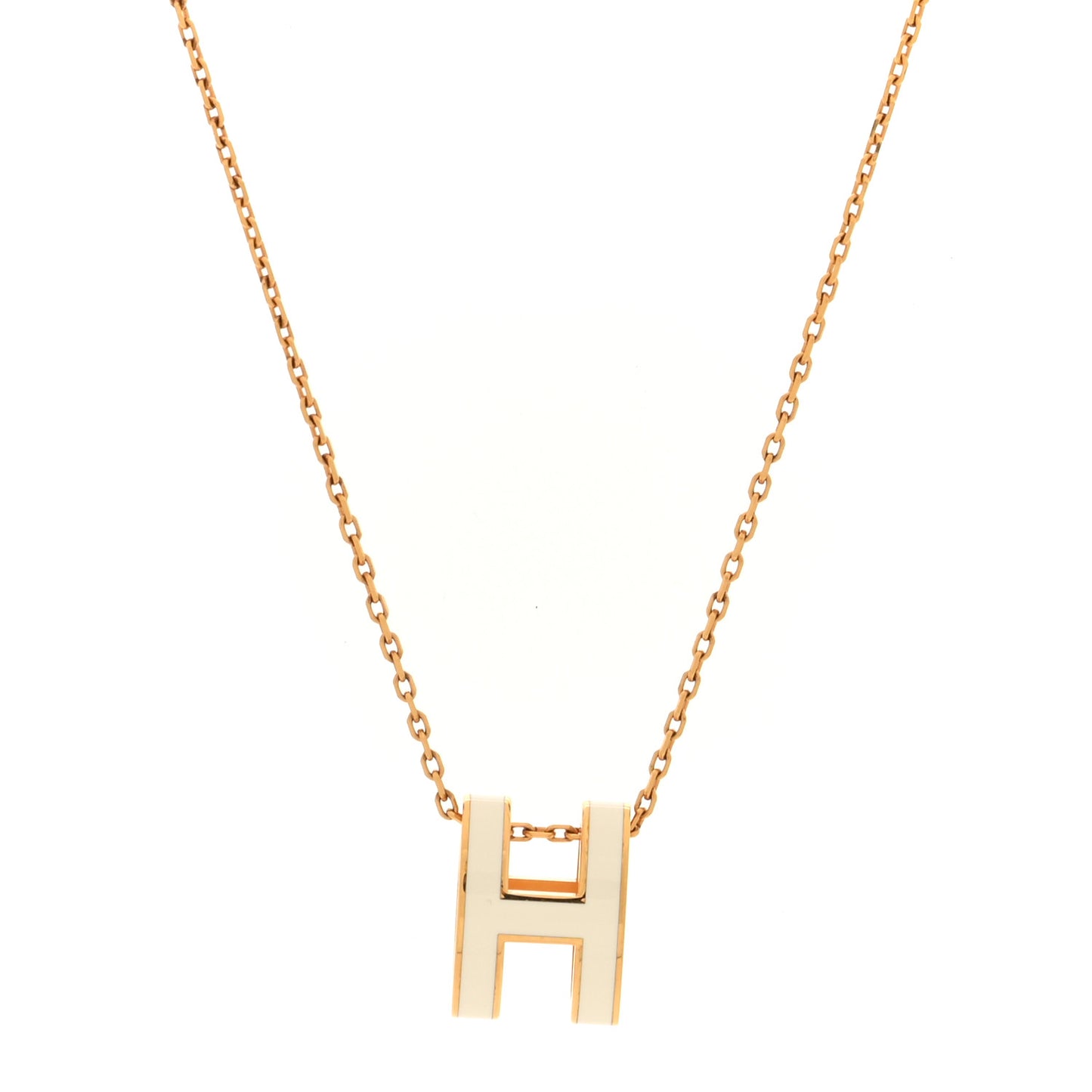 Lacquered Gold Pop H Pendant Necklace White